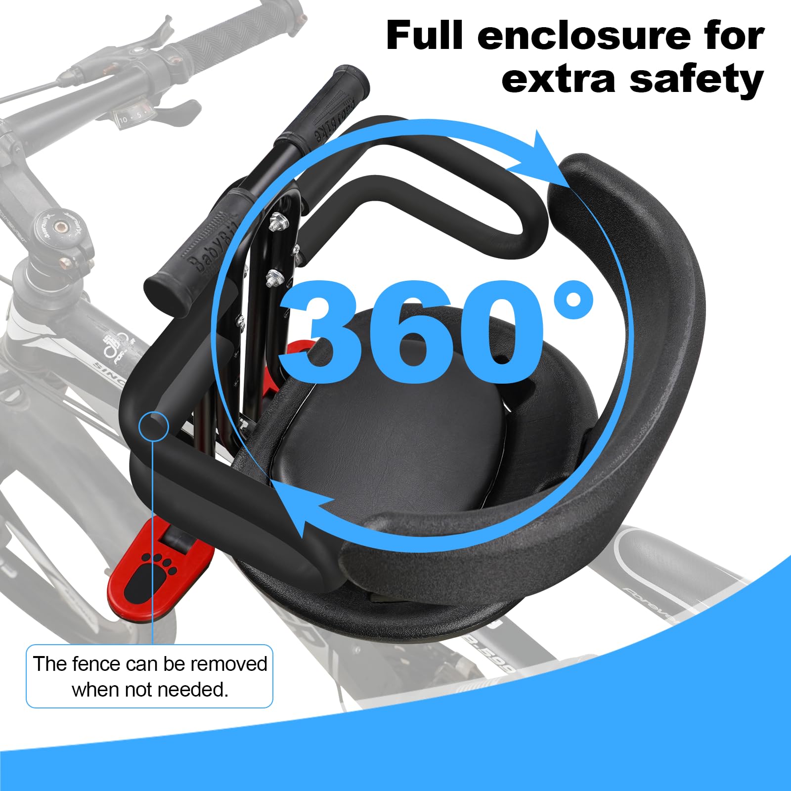 **YouTeMei Front Mounted Baby Bike Seat for Toddlers 1-3 Years - Adjustable & Safe Child Bike Seat for Adult & Mountain Bikes - Perfect for Family Rides, Commuting & Outdoor Adventures**