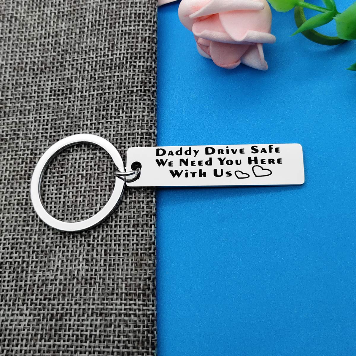 Drive Safe Keychain for Dad - Thoughtful Father's Day, Birthday & Christmas Gift for Trucker Dads - Engraved 'We Need You Here with Us' Message - Perfect for Daily Commute & Long-Distance Drivers