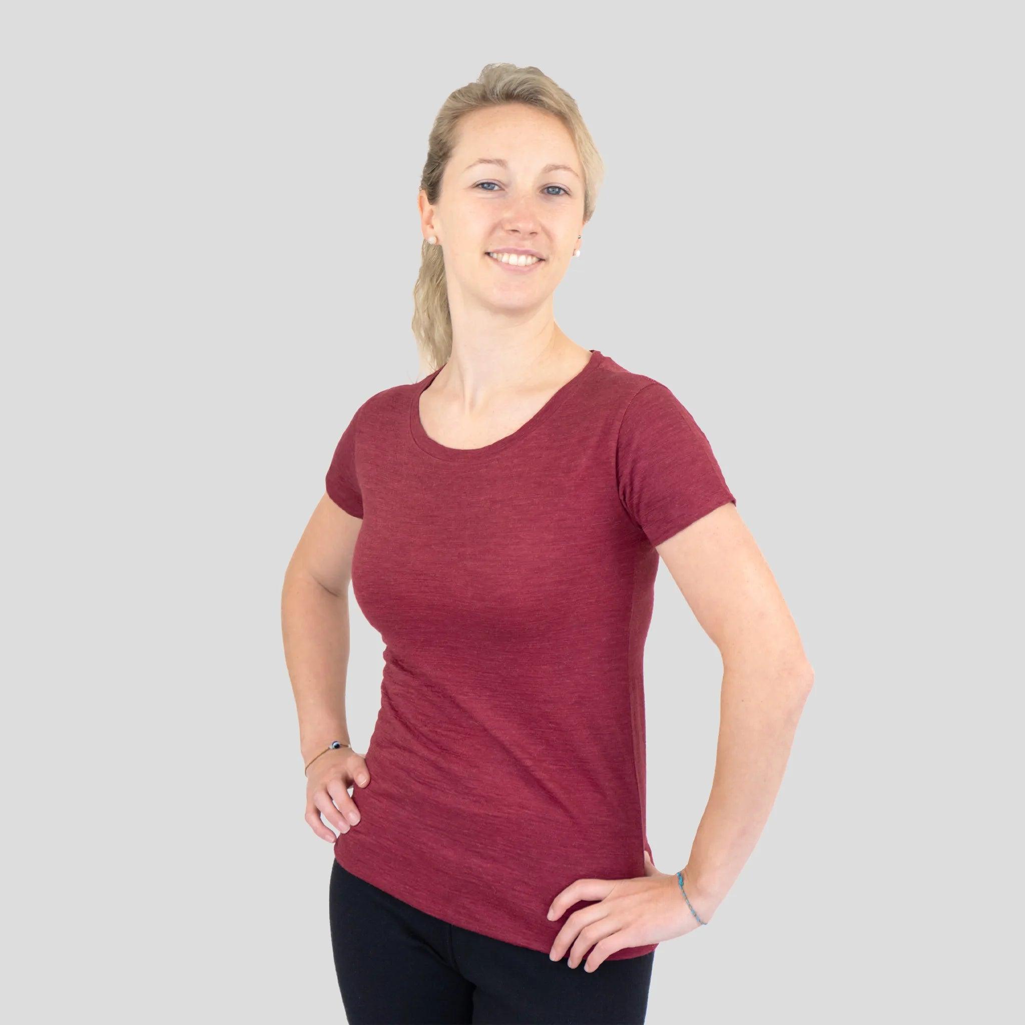 Ultralight Women's Alpaca Wool T-Shirt - 160 GSM Soft Crew Neck Tee for Travel, Hiking & Everyday Comfort
