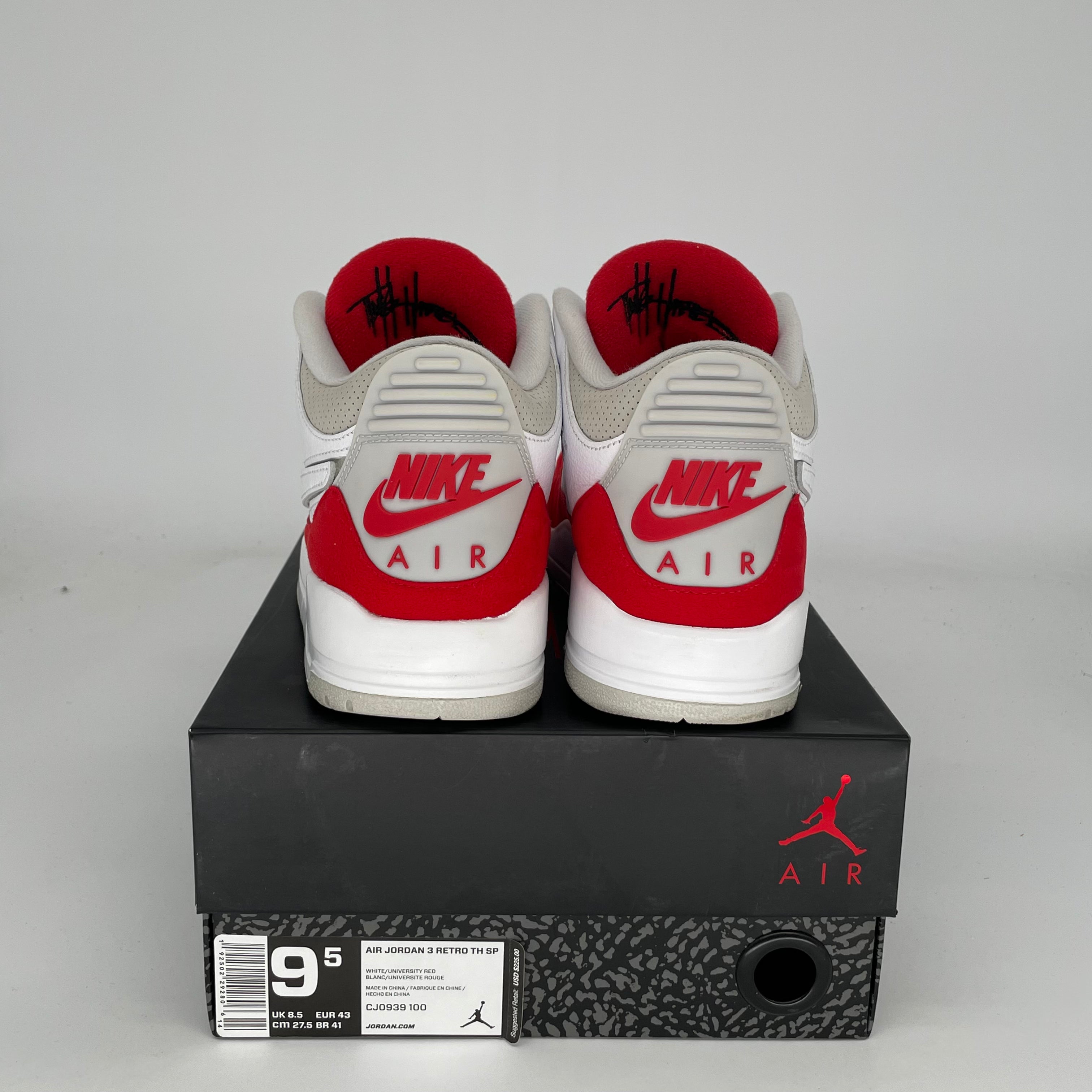 Air Jordan 3 Tinker White University Red Men's Basketball Shoes Size 9.5 - Authentic Retro Sneakers for Running, Gym & Streetwear Fashion (Style Code: CJ0939-100)