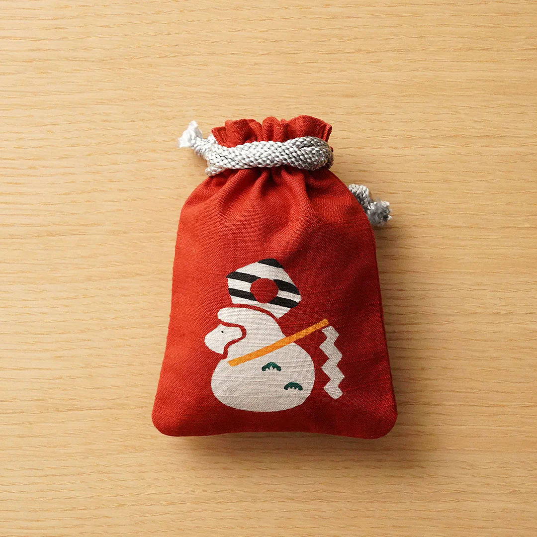 Katazome Small Talisman Bag - Monkey Design Drawstring Pouch | Japanese Traditional Craft Bag for Good Luck Charm, Travel Amulet & Cultural Gift