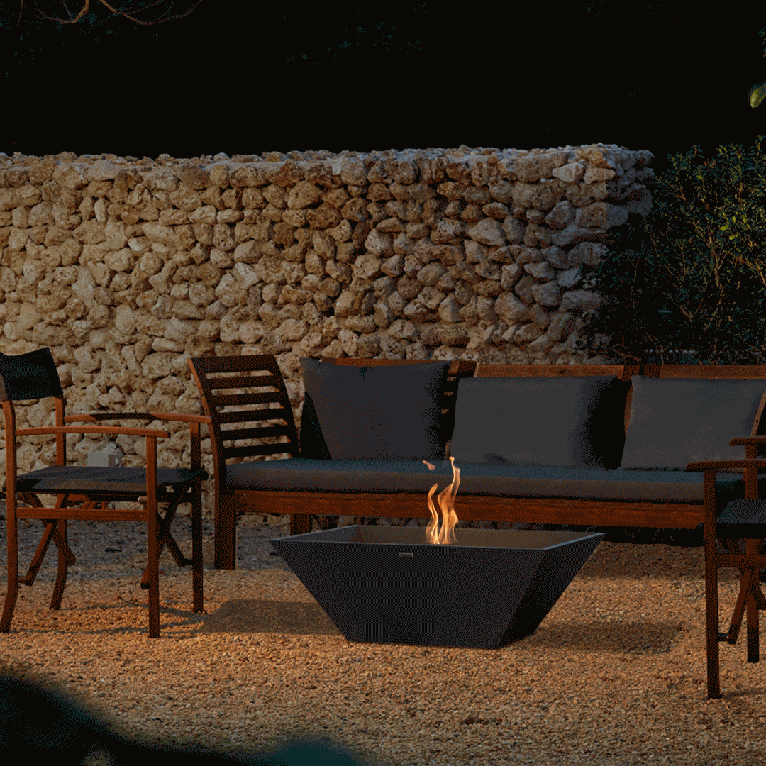 EcoSmart Fire Nova 850 33-Inch Square Concrete Ethanol Fire Bowl - Modern Outdoor Fire Pit for Patio, Garden, and Backyard Decor