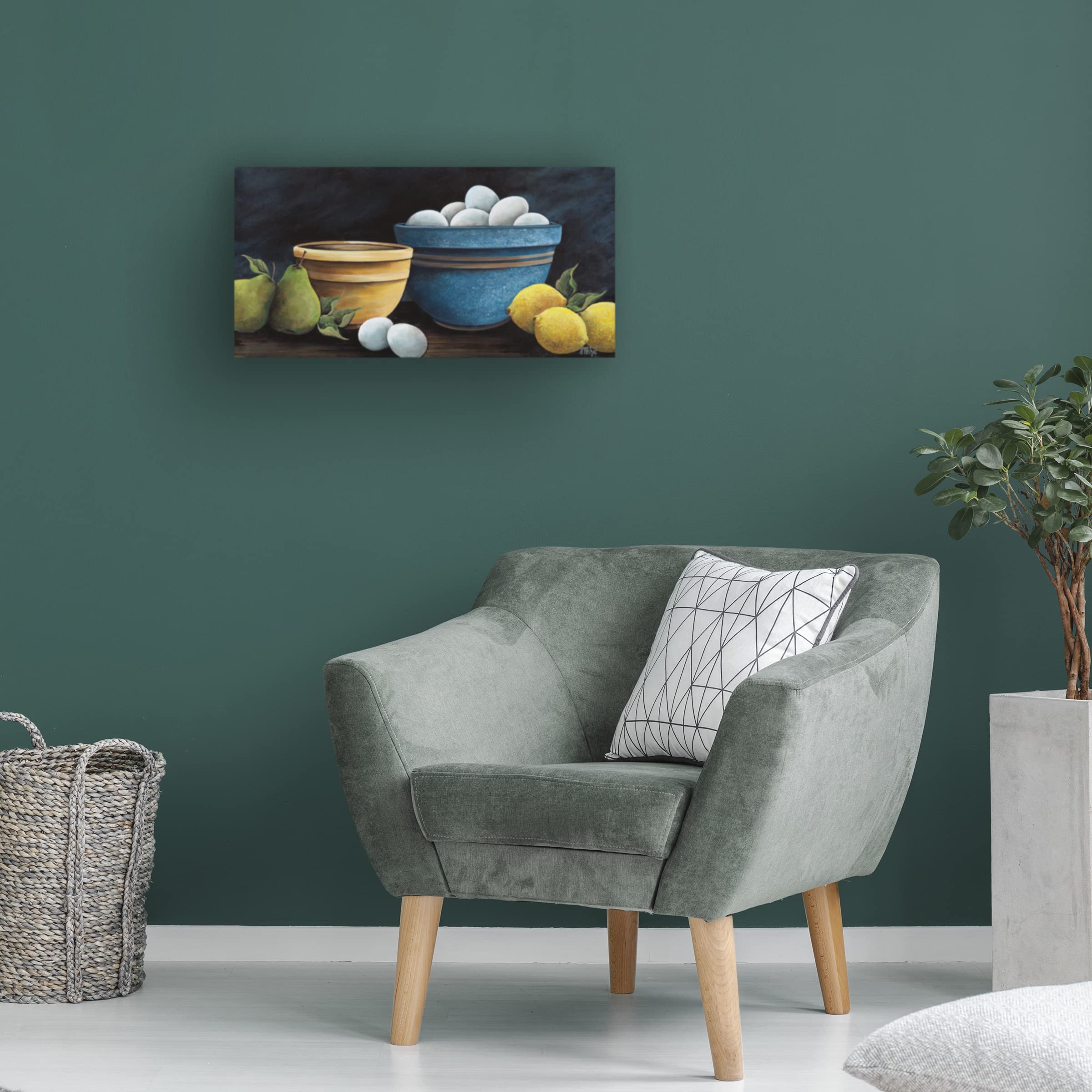 Debbi Wetzel Blue Bowl with Eggs Canvas Art - Kitchen Wall Decor