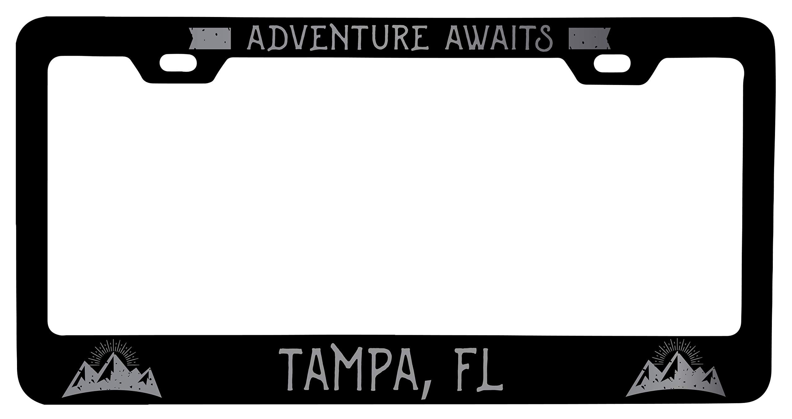 Personalized Tampa Florida Laser Etched Vanity Black Metal License Plate Frame - Custom Car Accessory for Florida Residents & Travel Souvenirs - Perfect for Cars, Trucks, Motorcycles & Gifts