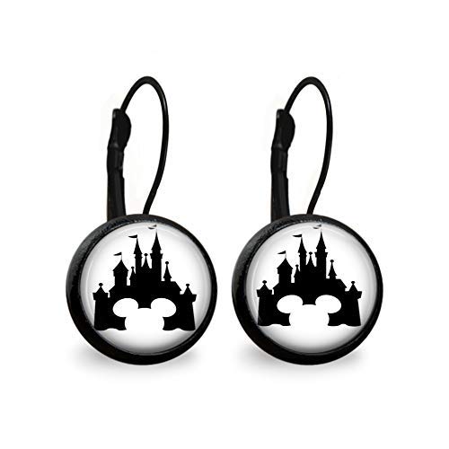 Vintage Mouse House Castle Silhouette Earrings - Unique Gothic Jewelry for Women, Perfect for Halloween Costume, Cosplay, and Fantasy Themed Parties