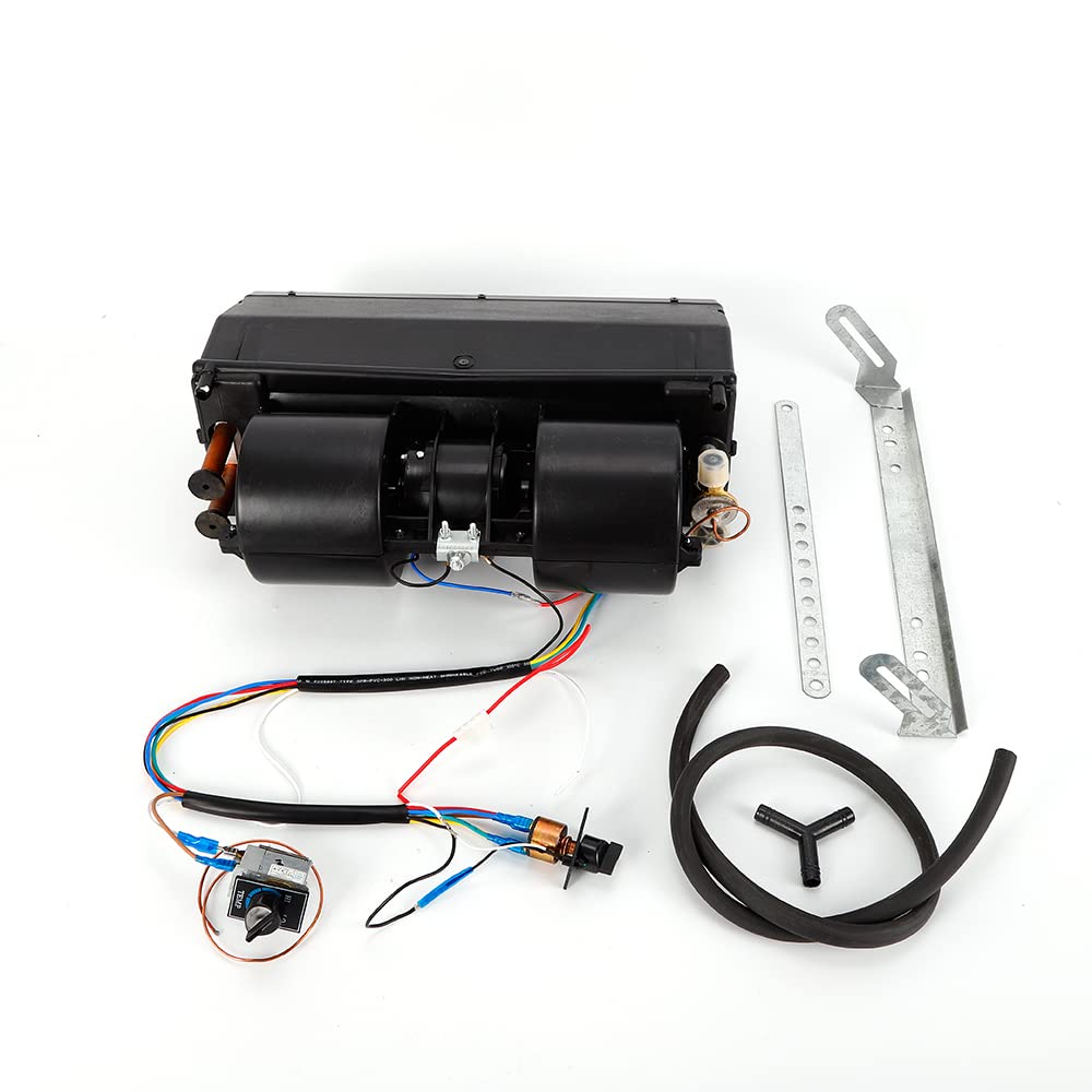 Universal A/C Air Conditioning Evaporator & Heater Kit - 12V 3-Speed Thermostat with 600 CFM Max Airflow for Cars & Trucks | Under Dash HVAC Cooling & Heating System Replacement