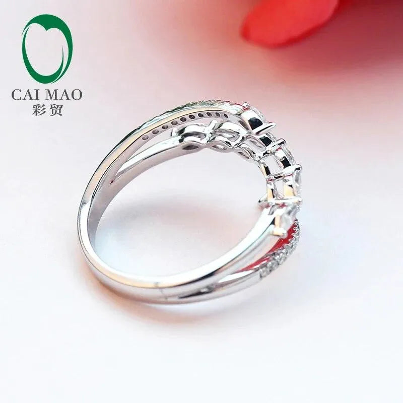 14K White Gold Marquise Cut 0.46ctw Natural Diamond Engagement Ring for Women - Perfect for Proposals, Anniversaries & Special Occasions