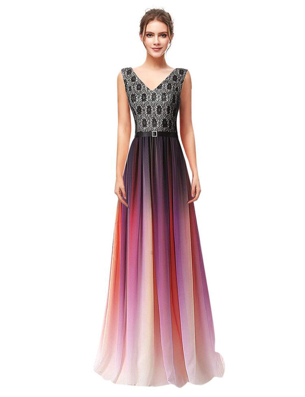 Sarahbridal Women's Gradient Chiffon Long Prom Dresses 2022 | Ombre Formal Bridal Gowns for Wedding, Evening Gala, Homecoming & Special Occasions
