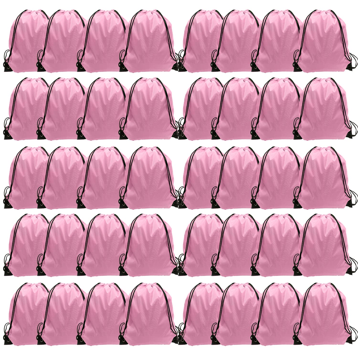 GoodtoU 48-Pack Drawstring Backpacks - Bulk Pink Gym Bags for Women & Girls, Lightweight Sports Backpack for Gym, Travel, Beach & School Activities
