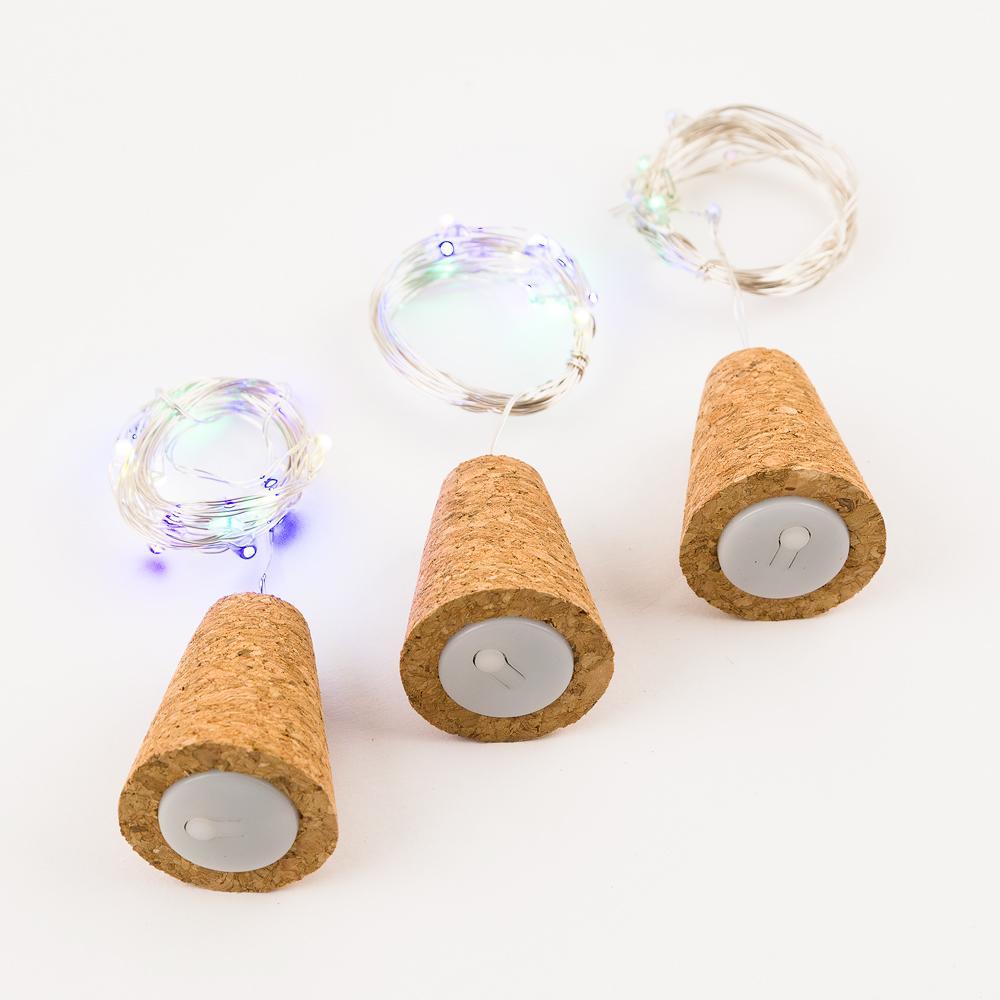 3 Pack Super Bright RGB LED Wine Bottle Lights with Real Cork - Battery Operated Fairy String Lights for DIY Home, Wedding, Party Decorations - Perfect for Romantic Ambiance, Holiday Celebrations and Table Centerpieces