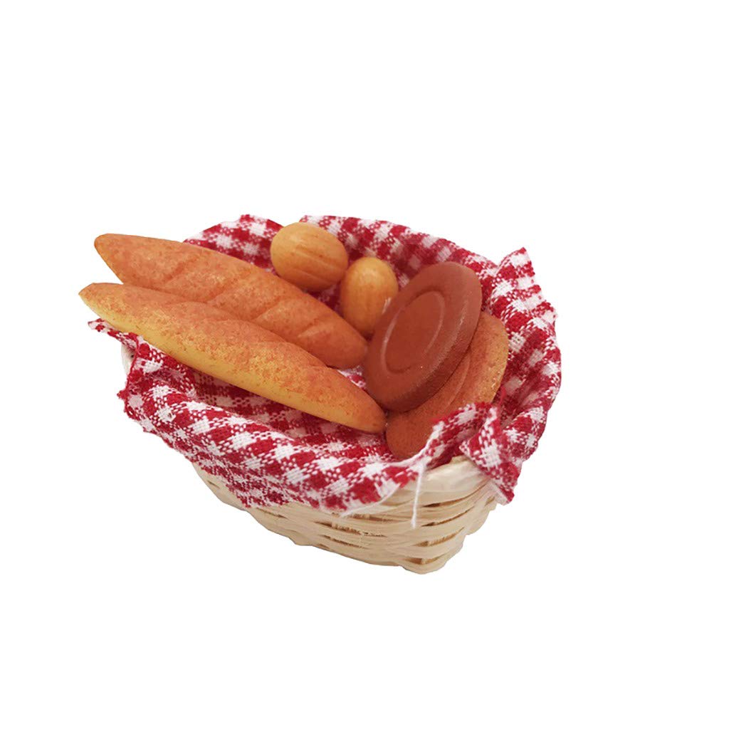 1/12 Scale Miniature Dollhouse Decor - Realistic Mini Bread Toast with Basket for Dollhouse Accessories | Perfect for Pretend Play, DIY Dollhouse Scenes, and Collectors