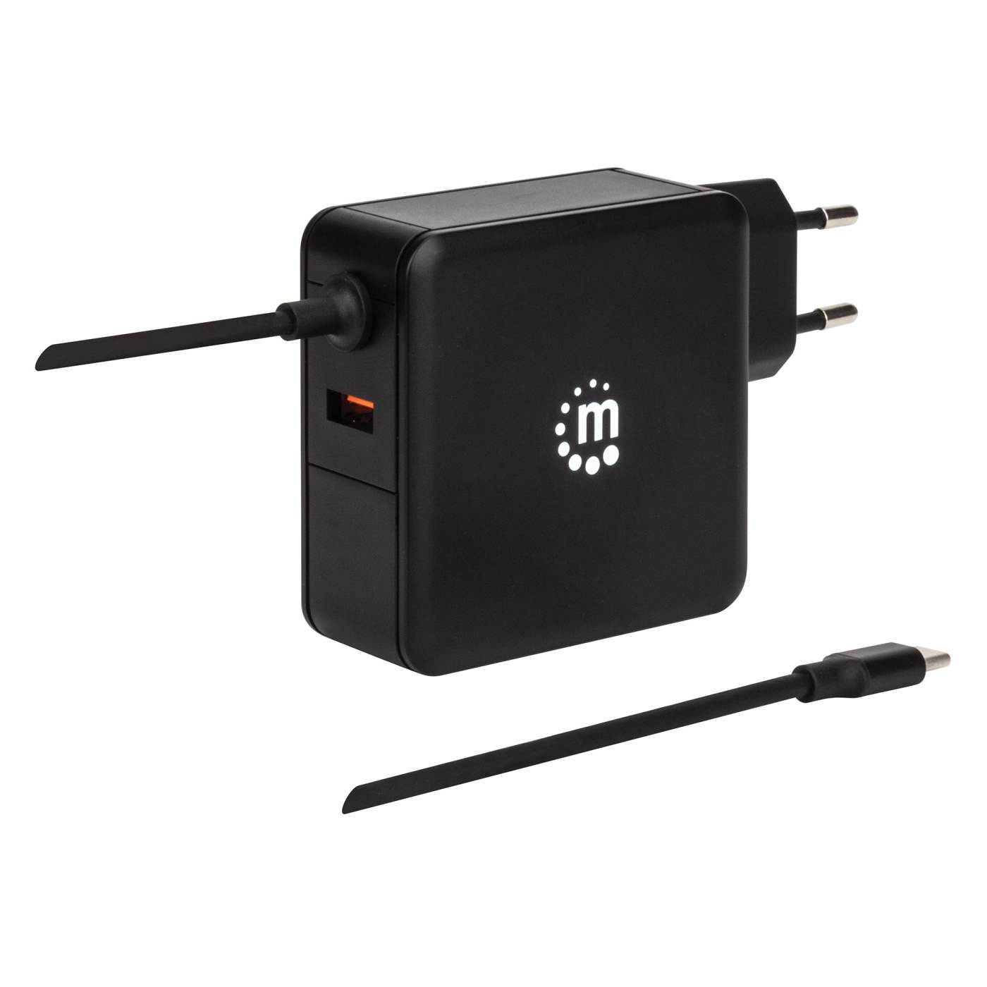 60W USB C Wall Charger with Built-in Cable - Fast PD Charging for iPhone, MacBook, Samsung & More | Home, Office & Travel Use