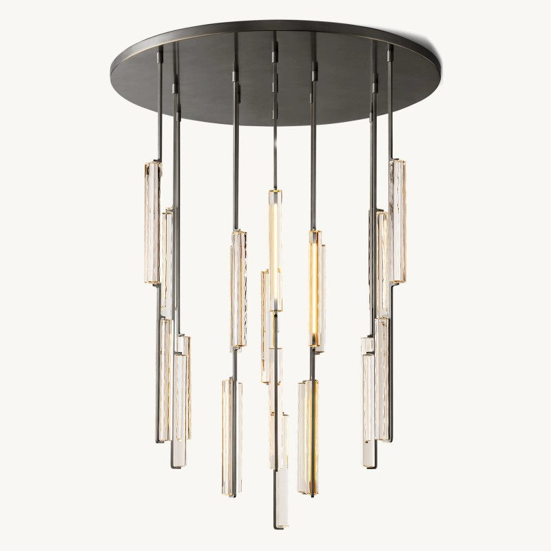Elegant Ausle Round Chandelier 56 - Modern Crystal Ceiling Light Fixture for Dining Room, Bedroom & Living Room Decor