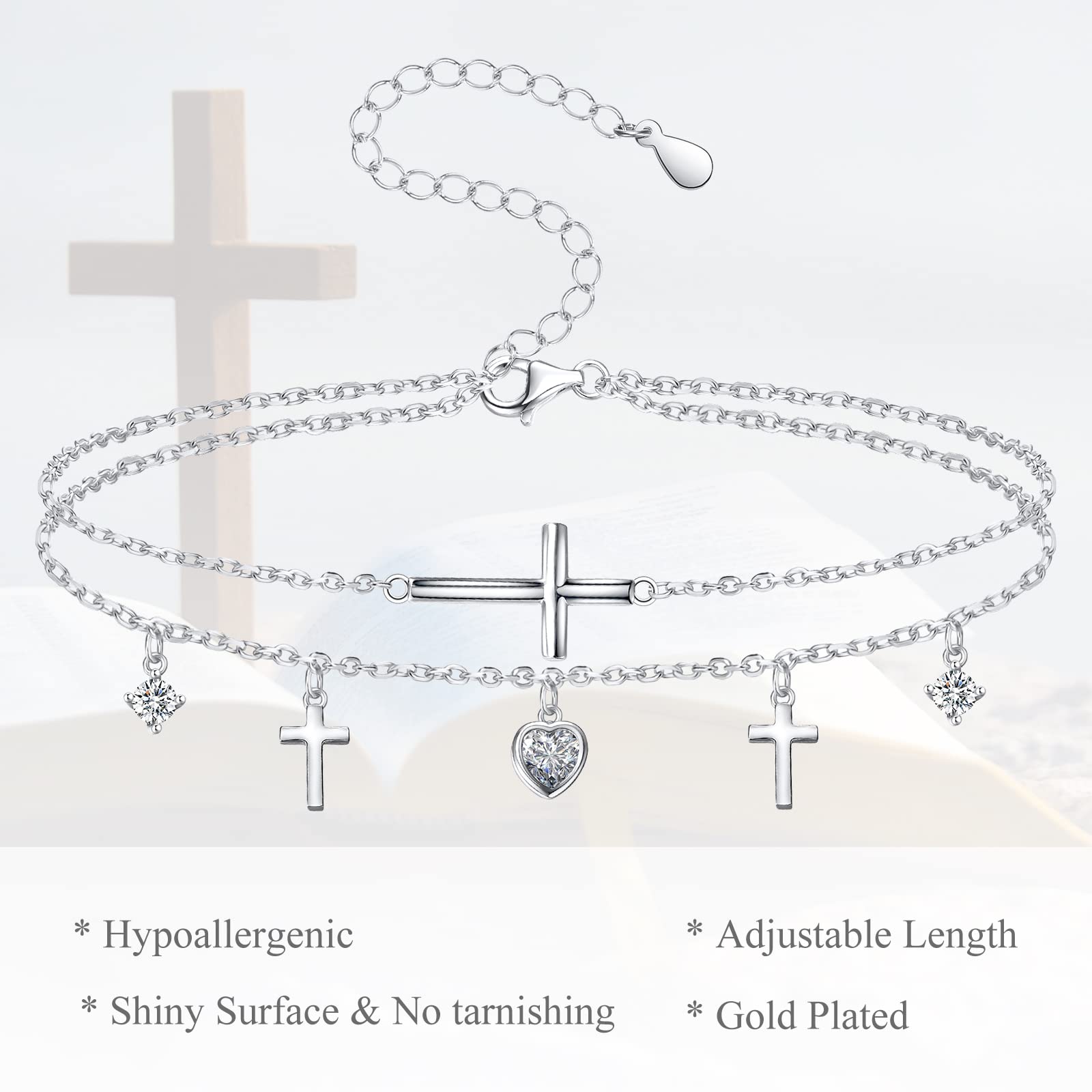 925 Sterling Silver Anklet Bracelets for Women - Butterfly Cross Evil Eye Charm Ankle Jewelry, Personalized Name Adjustable Anklet for Teen Girls, Birthday Gifts for Wife Girlfriend Daughter | Perfect for Beach Vacation, Wedding, Everyday Wear