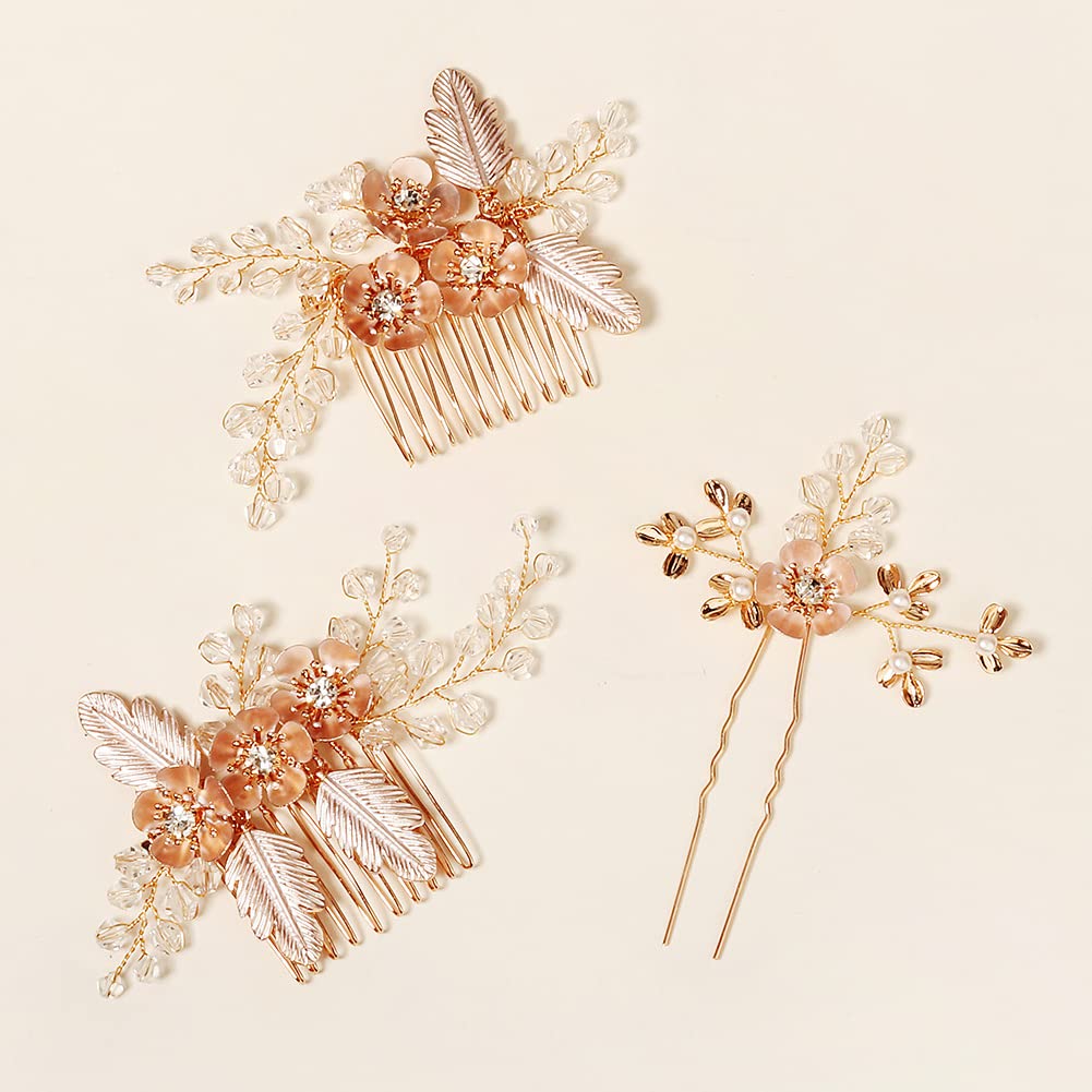 Handmade Floral Hair Comb - Wedding Hair Accessories for Brides & Bridesmaids - Elegant Hair Pins & Sticks for Bridal Parties, Prom & Special Occasions