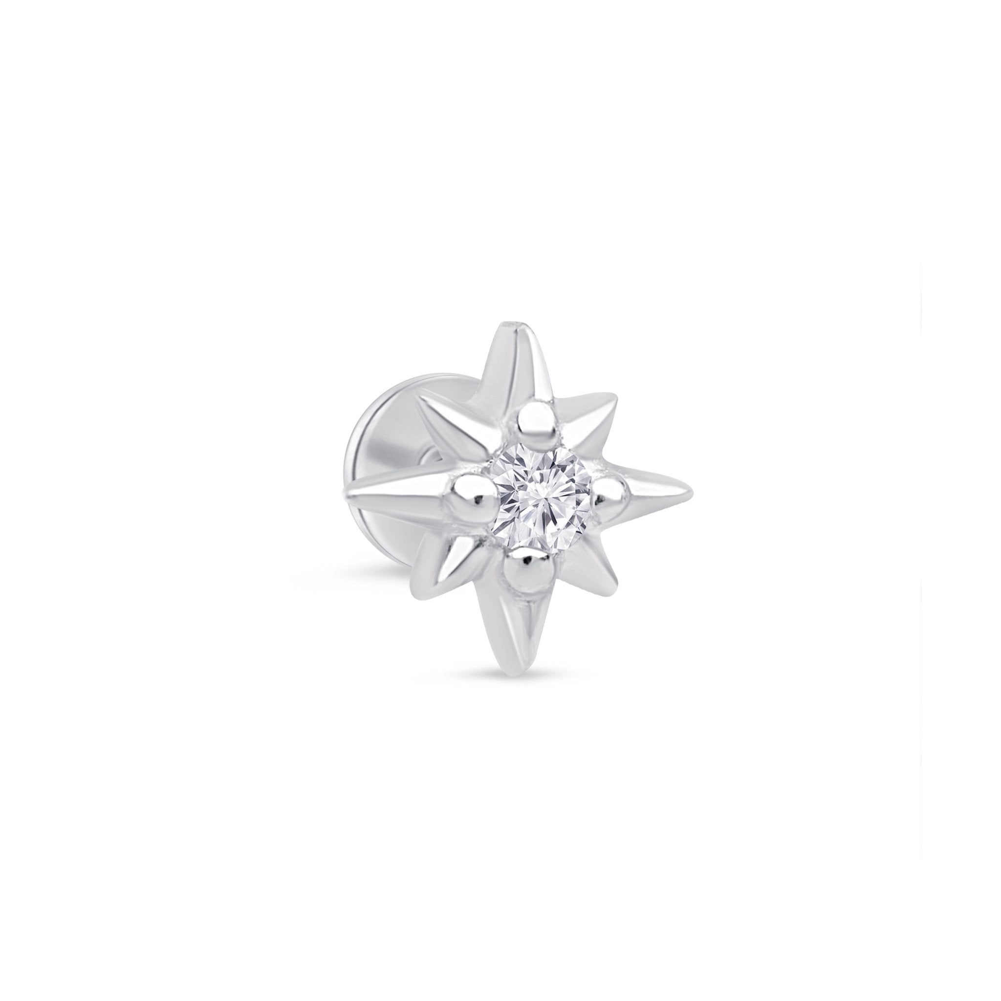 14k White Gold Gemstone Starburst Flat Back Stud Earrings - Elegant & Dainty Jewelry for Women, Perfect for Parties, Weddings & Everyday Wear