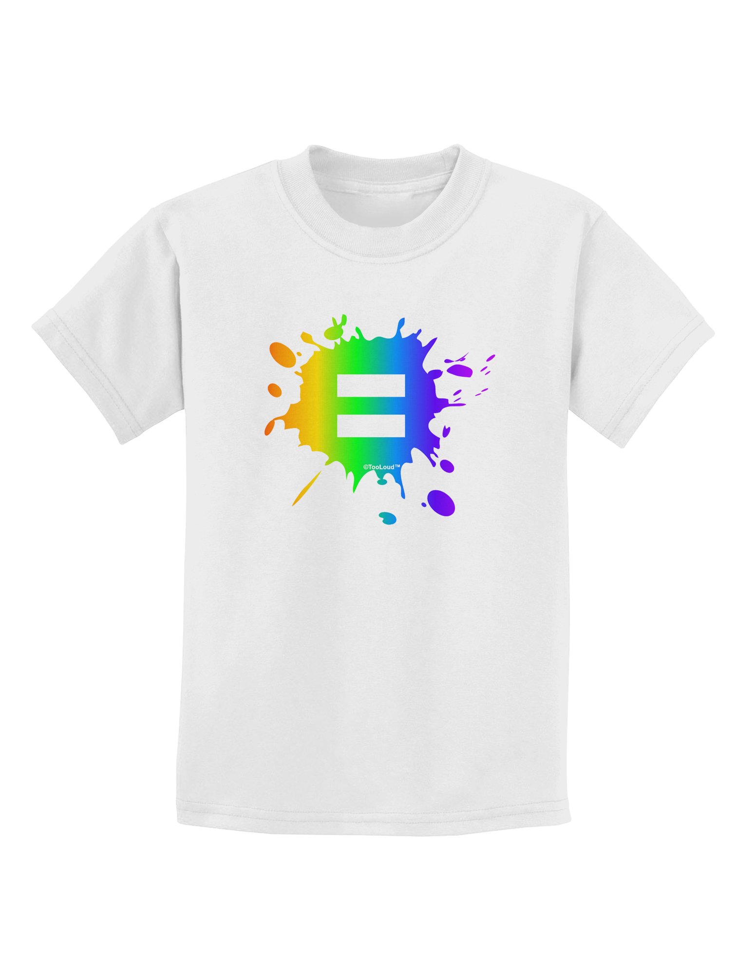 TooLoud Equal Rainbow Paint Splatter Kids Graphic Tee - Fun & Colorful Children's T-Shirt for Playdates, Birthday Parties & Everyday Wear