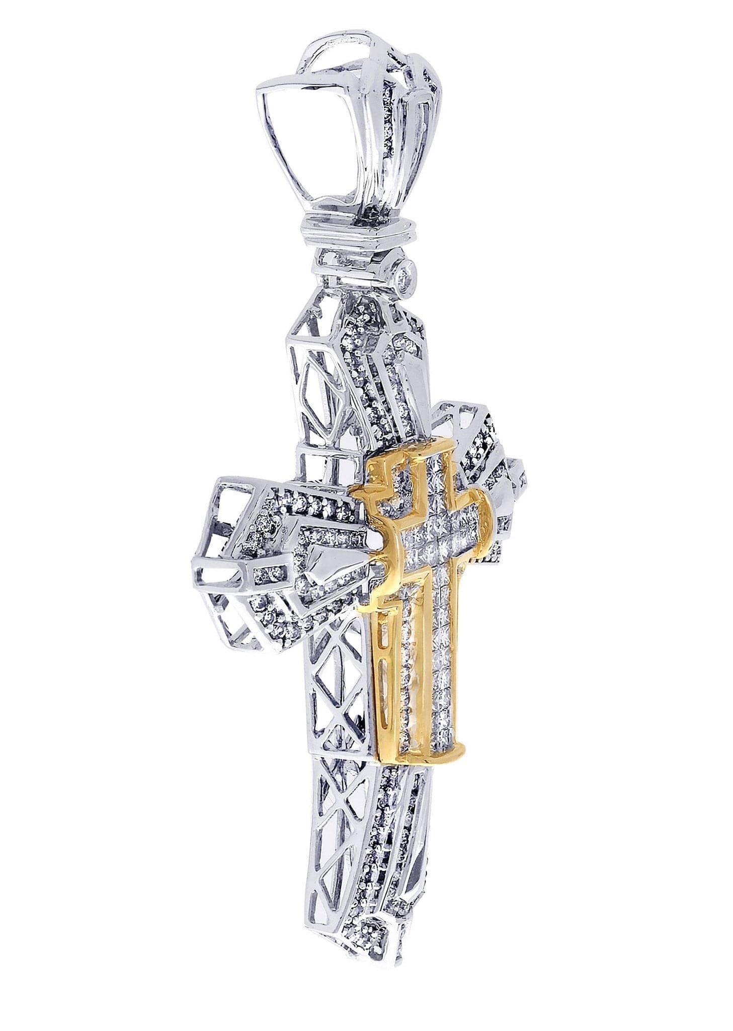 2.75 Carat Diamond Cross Pendant Necklace - 17.18 Grams Solid Gold Religious Jewelry for Women - Perfect for Baptism, First Communion & Wedding Gifts