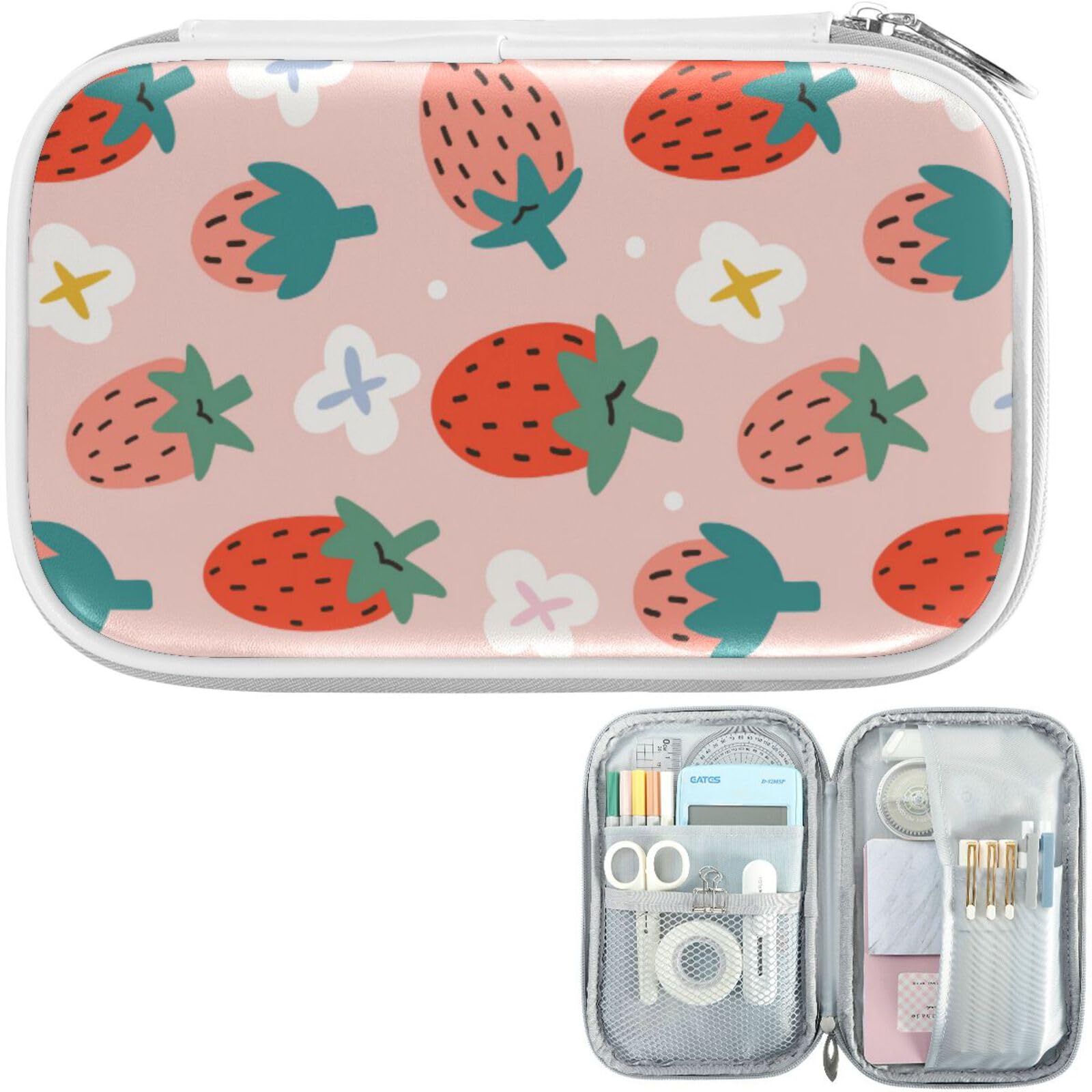 Cute Pink Marble Pencil Case - Zipper Pouch for School & Office Supplies