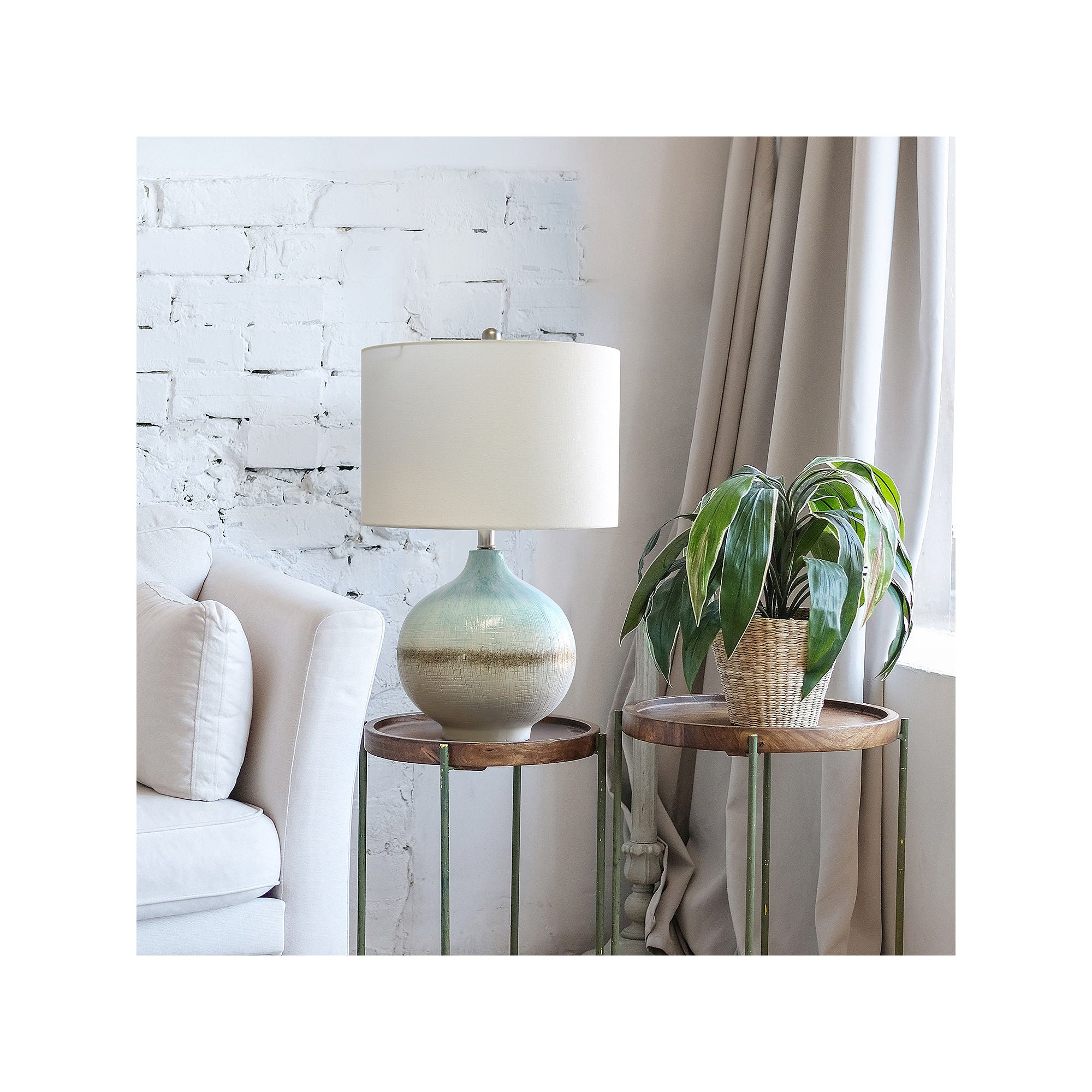 Lalia Home Bayside Horizon Polyresin Table Lamp - Blue Coastal Decor for Bedroom, Living Room & Office (Model LHT 4004 AU)