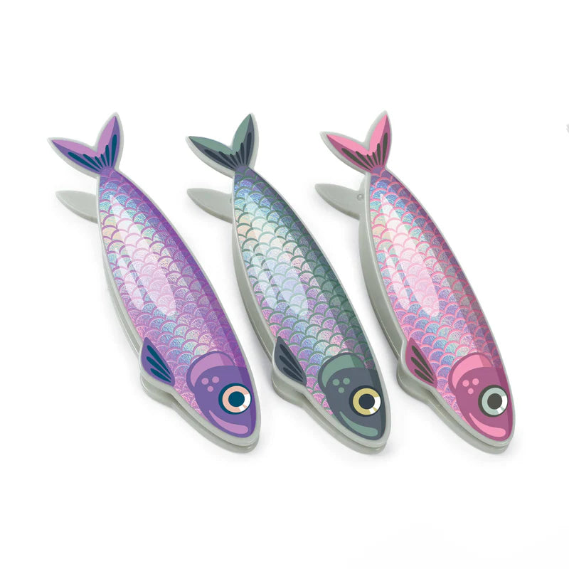 Fred Fish N' Clips - 12 Pack Colorful Kitchen Bag Clips for Chips, Snacks, Bread & Pet Food - Fun Fish-Shaped Food Storage Clips for Home, Office & Picnic Use