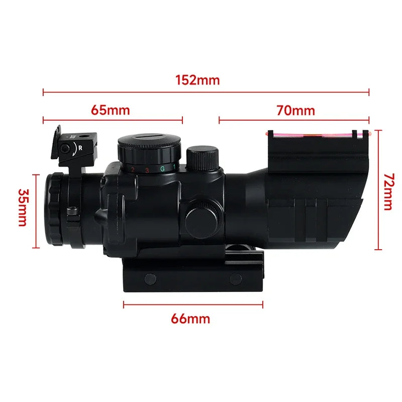 4x32 ACOG Tri-Illuminated Cross Scope - Adjustable Tactical Rifle Scope with Red Fiber Optic Sight for Hunting | Fits 20mm Rail | Perfect for Long-Range Shooting, Tactical Training & Outdoor Adventures