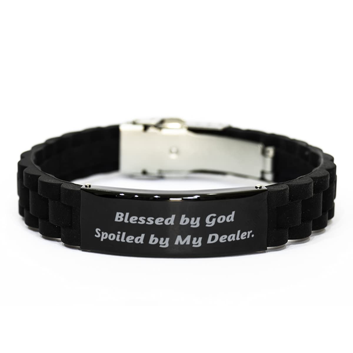 Stylish Black Glidelock Clasp Bracelet - Elegant Holiday Gift for Coworkers & Dealers | God Blessed & Spoiled Theme | Perfect for Office Parties, Christmas Exchanges & Appreciation Gifts