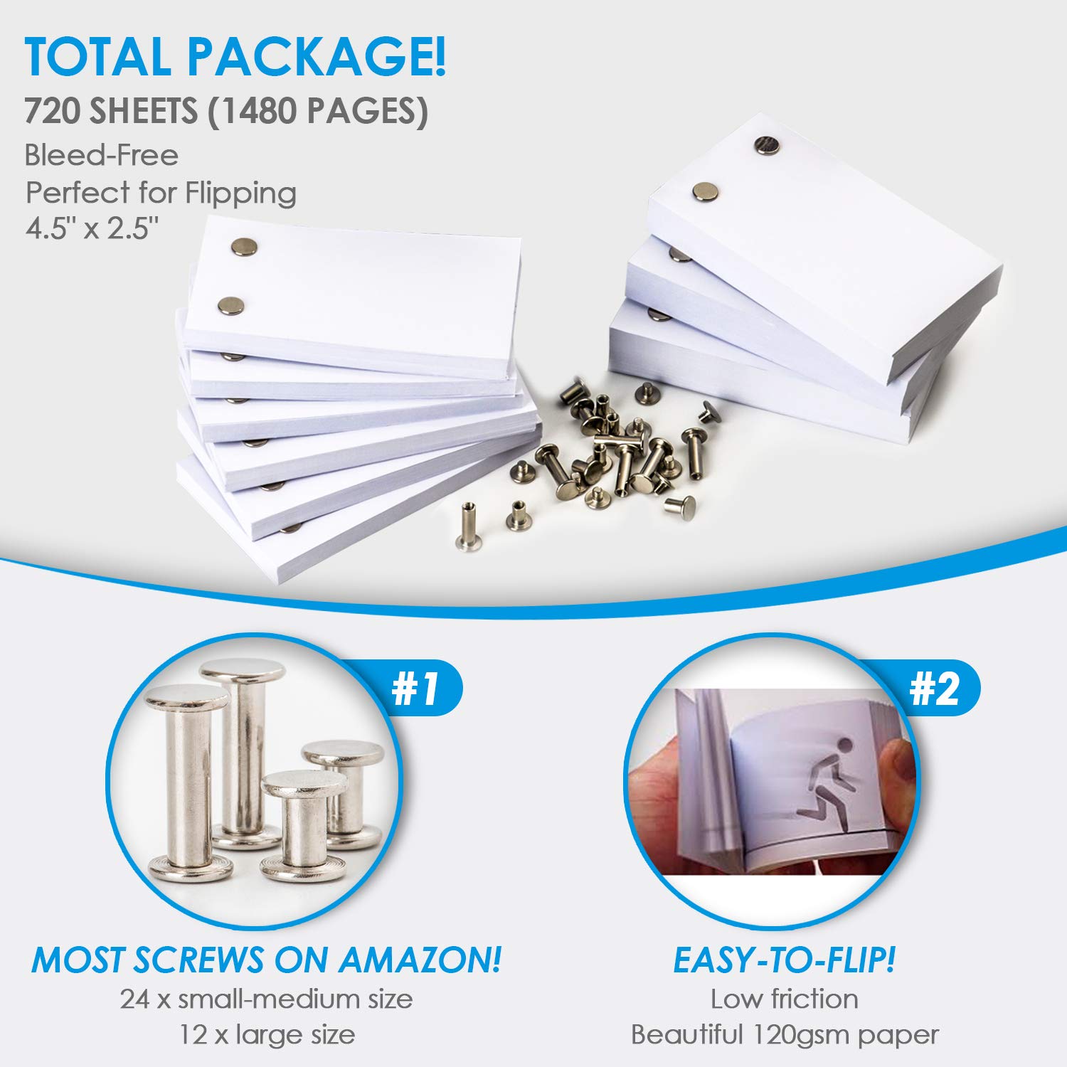 Premium 720-Sheet Blank Flip Book Paper with Holes (1480 Pages) - Professional Animation Sketching Paper for Light Pads | Ideal for Drawing, Comics, DIY Animation Projects & Flip Book Kits | Perfect for Artists, Students & Animation Enthusiasts