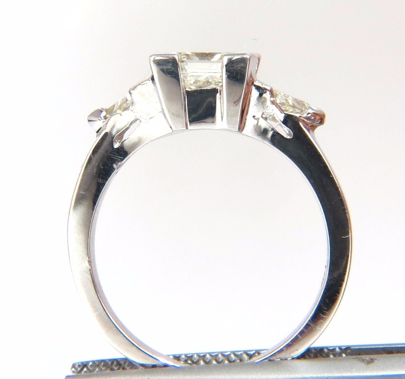 1.63ct Natural Princess Cut Diamond Ring in 14K Gold with Trilliants - Elegant Engagement & Wedding Jewelry for Women