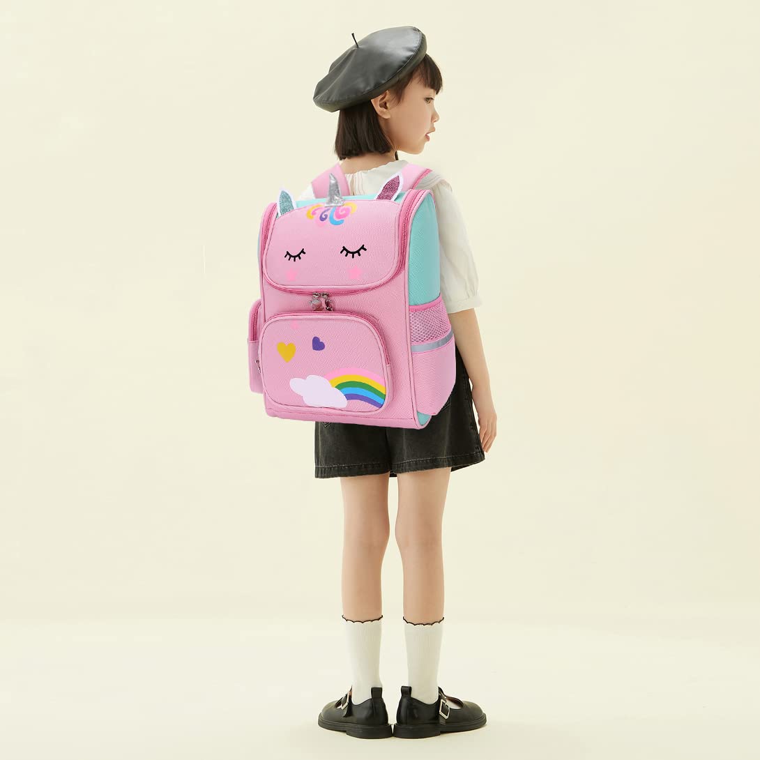15 Inch Lightweight Unicorn School Backpack for Girls - Cute Kids Bookbag with Adjustable Chest Straps for Elementary & Primary Students | Perfect for School, Travel & Daily Use (Pink)
