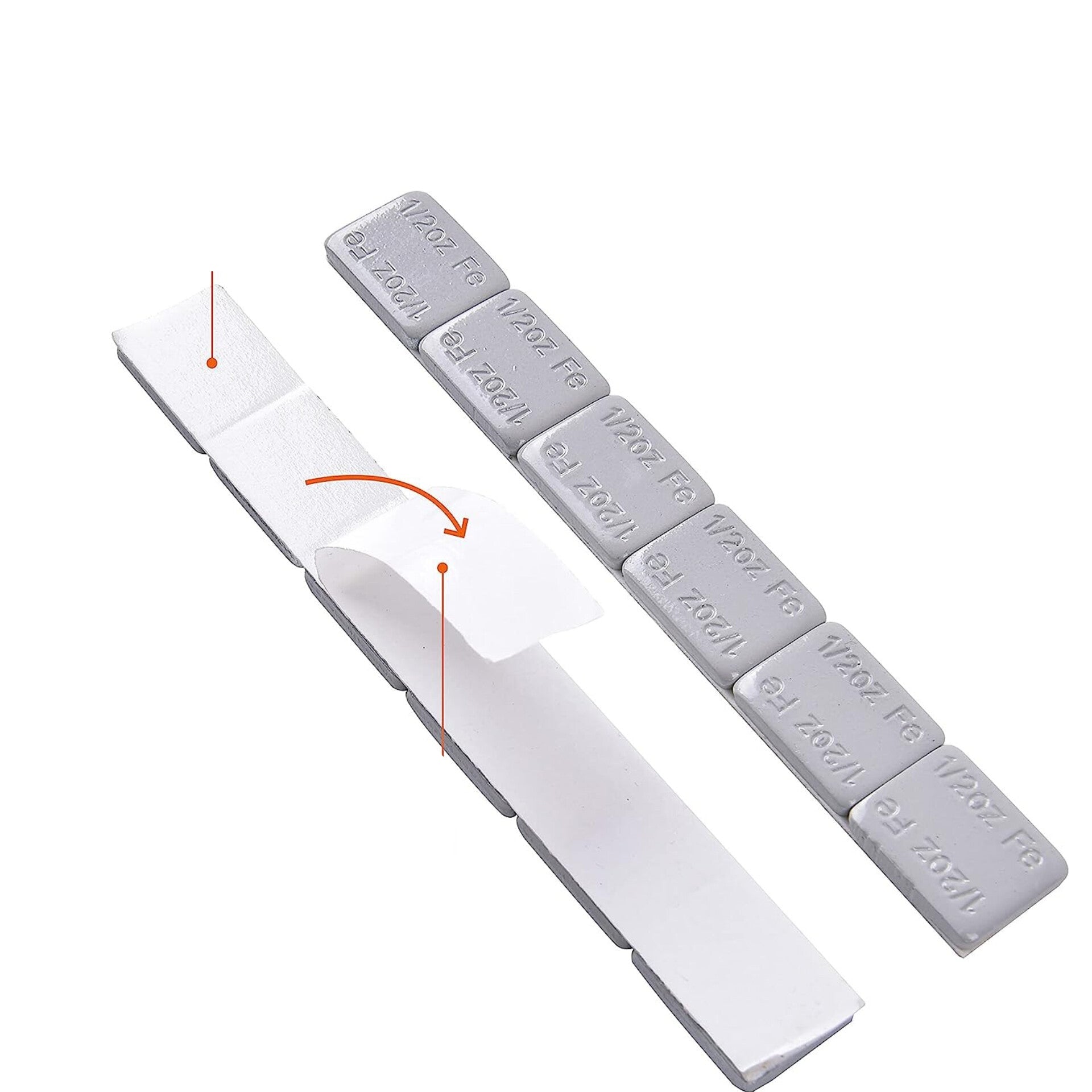 1/2oz Self-Adhesive Steel Weights (6-Piece Strip) - Perfect for Fishing, Balancing Wheels, and DIY Projects