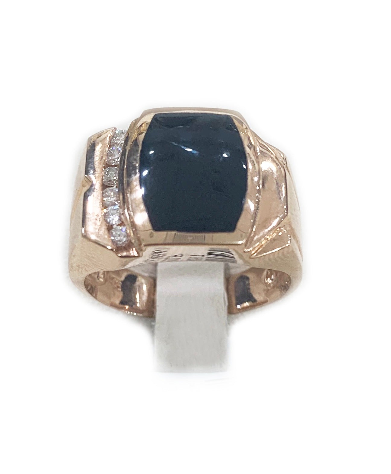 14K Rose Gold Men's Onyx Ring - Elegant Black Onyx Stone Ring for Men, Wedding Band, Anniversary Gift, or Stylish Everyday Jewelry