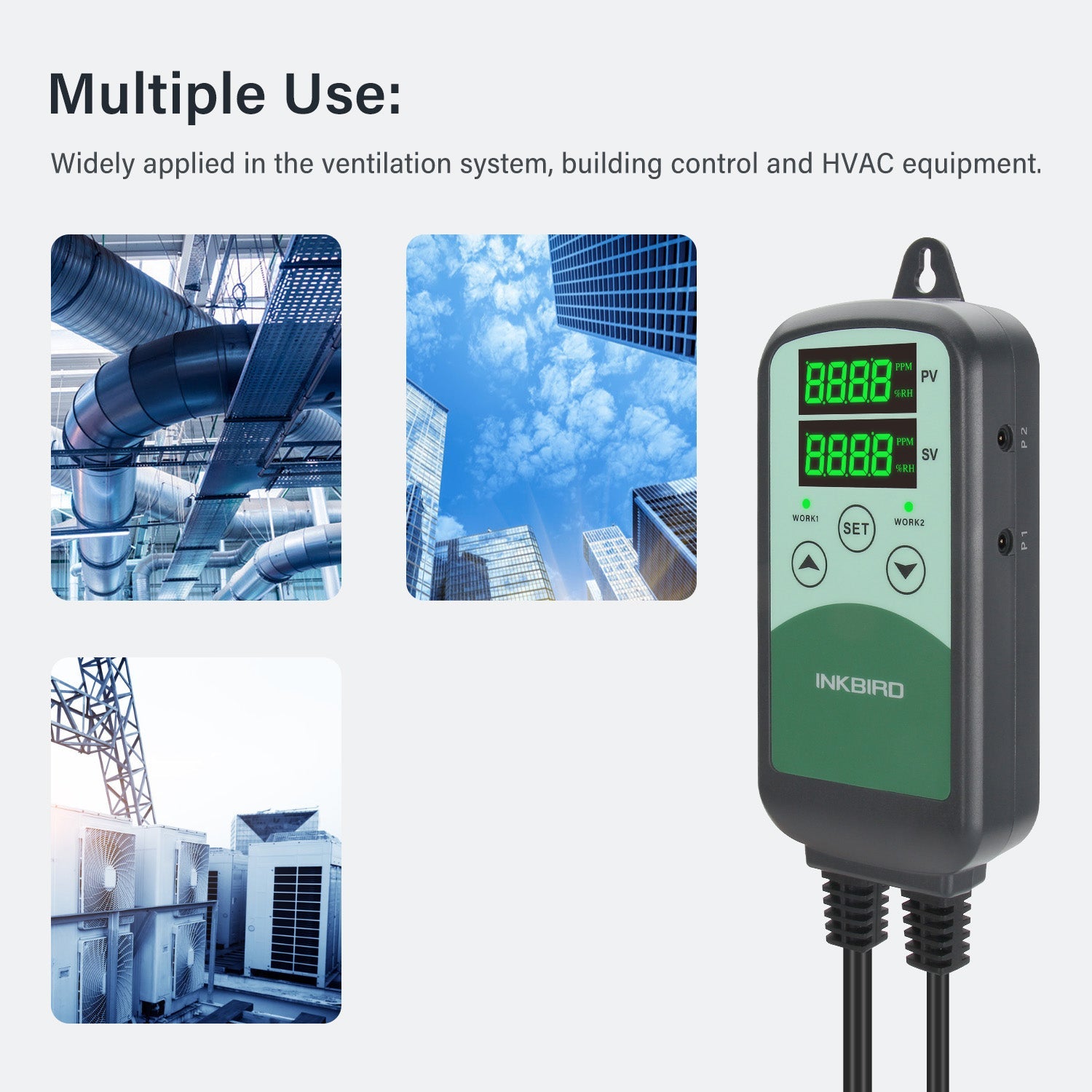 Programmable CO2 Controller with S01 Sensor ICC 500T - Smart Greenhouse & Indoor Grow Room Climate Control System