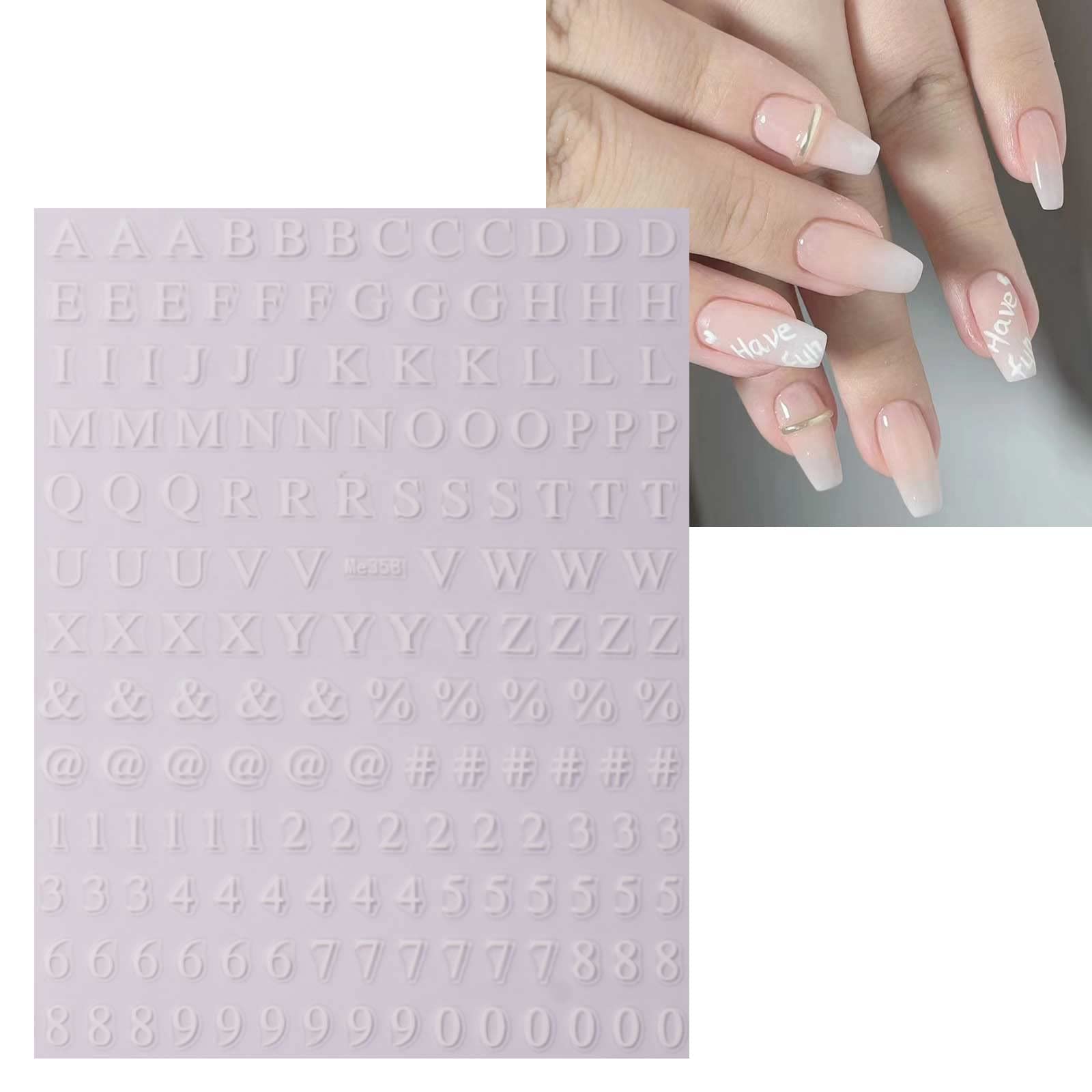 Colorful Number Letter Nail Stickers - 9 Sheets for DIY Nail Art Designs
