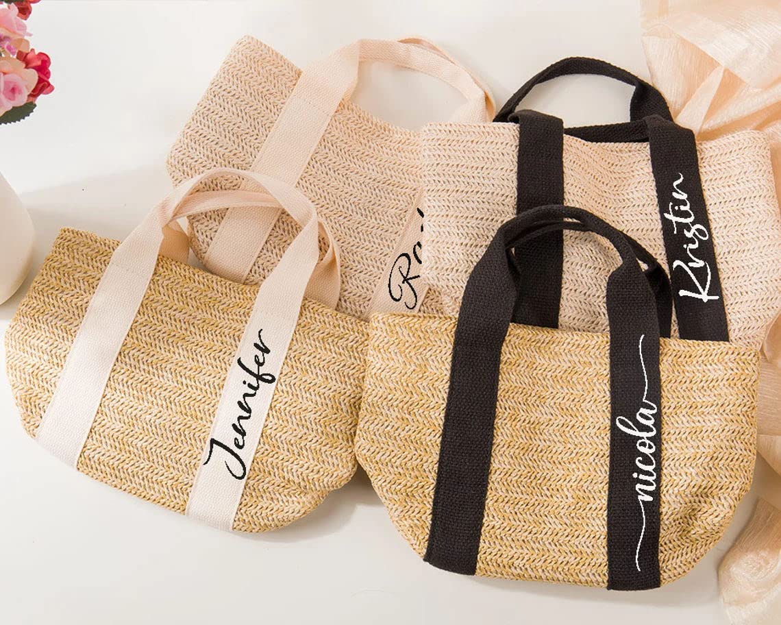 Women's Summer Straw Beach Tote Bag - Lightweight & Spacious for Vacation, Travel, Shopping | Perfect for Beach Outings, Picnics & Casual Day Trips (Khaki, Black)