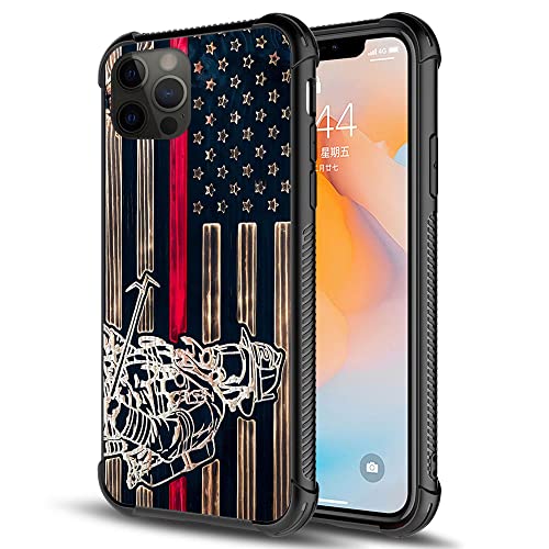 Wood grain Flag Firefighter American Flag 002