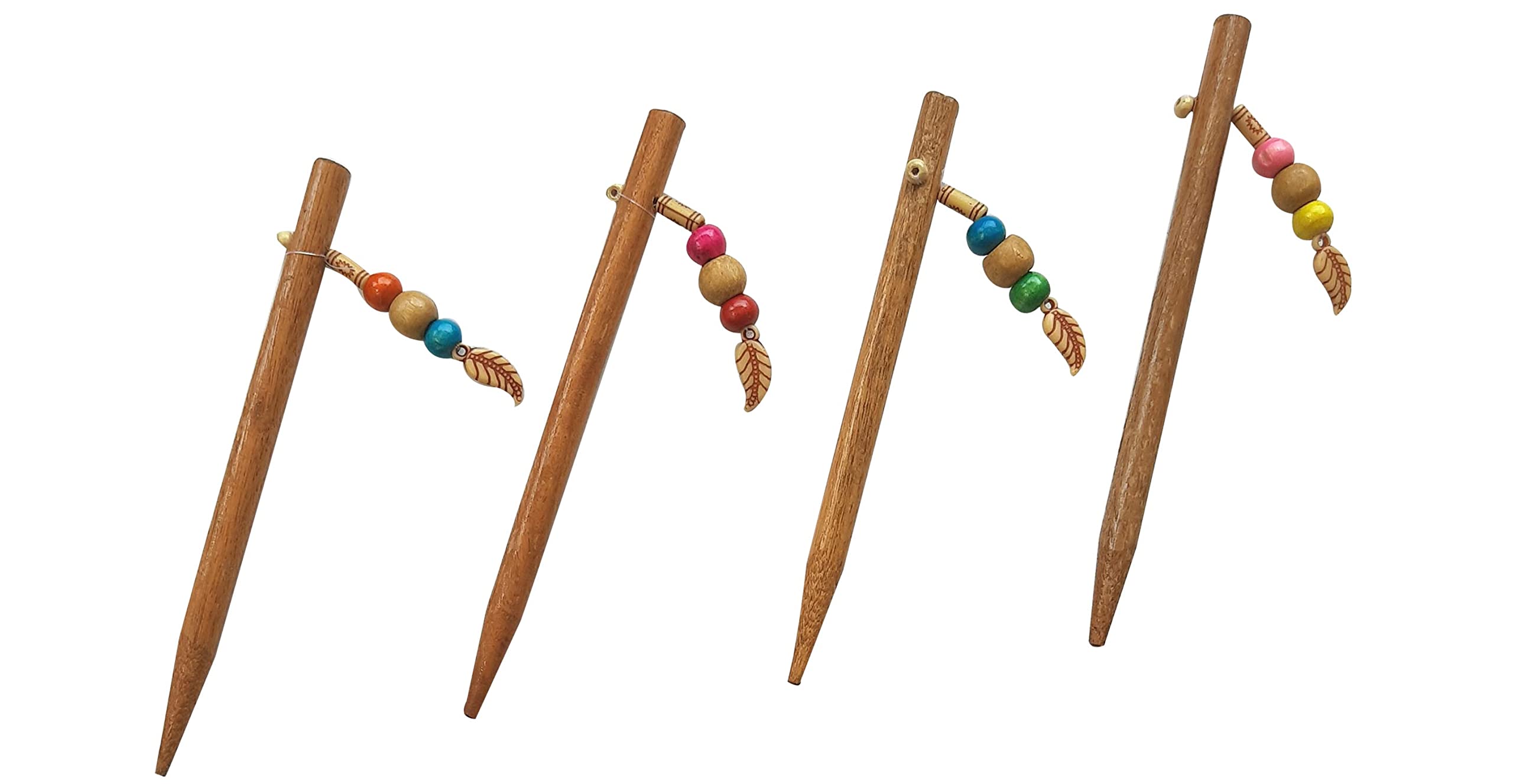SK Craft Handmade Multicolor Wooden Beads Hair Stick for Women - Set of 4 (Juda Stick, Juda Pin, Hair Clip, Bun Stick) - Perfect for Updos, Braids, and Boho Hairstyles