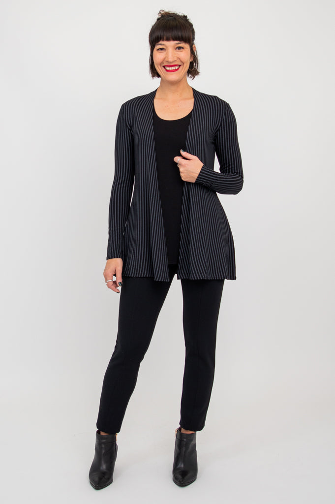 Chopra Jacket - Black & Grey Stripe Bamboo Fabric - Eco-Friendly & Breathable Outerwear for Men & Women | Perfect for Casual Wear, Outdoor Activities & Travel
