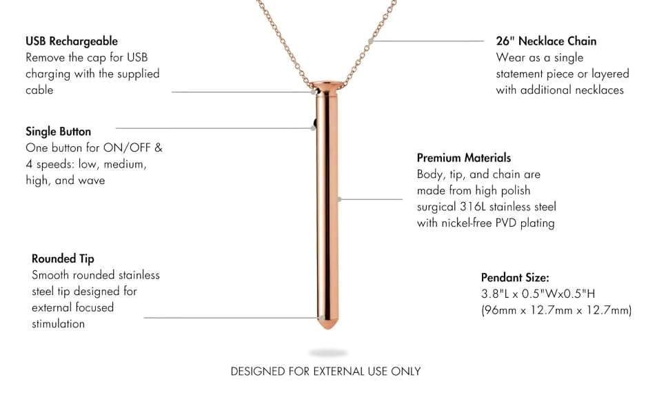 Crave Vesper 2 Original Wearable Vibrator Necklace | Luxury Adult Sex Toy for Women & Couples | Discreet & Rechargeable Vibrating Jewelry for Date Night, Travel & Sensual Play