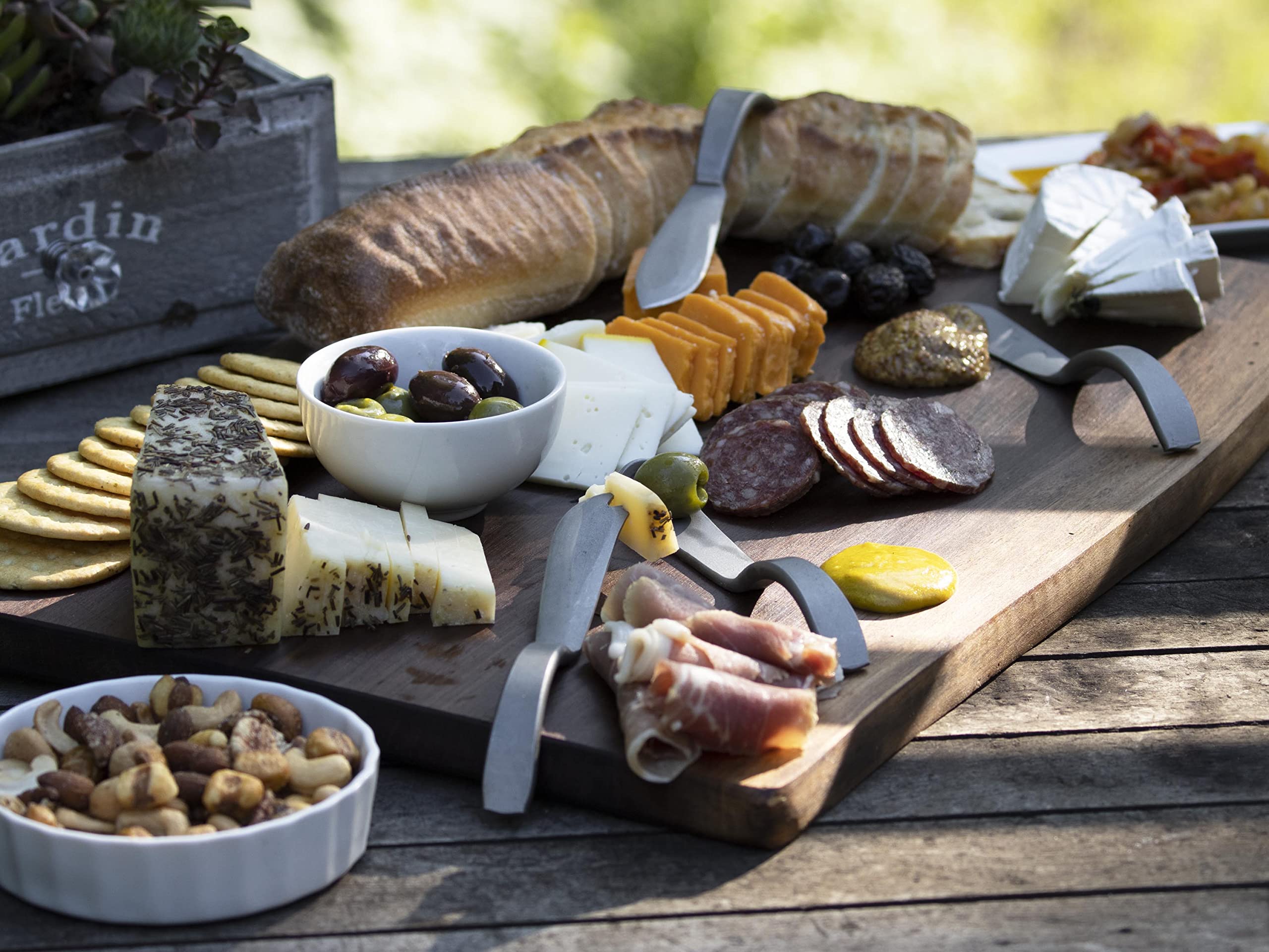 Premium Charcuterie Board Set - Elegant Wooden Cheese & Charcuterie Platter with Knives for Entertaining, Wine Pairing, and Gourmet Snacking
