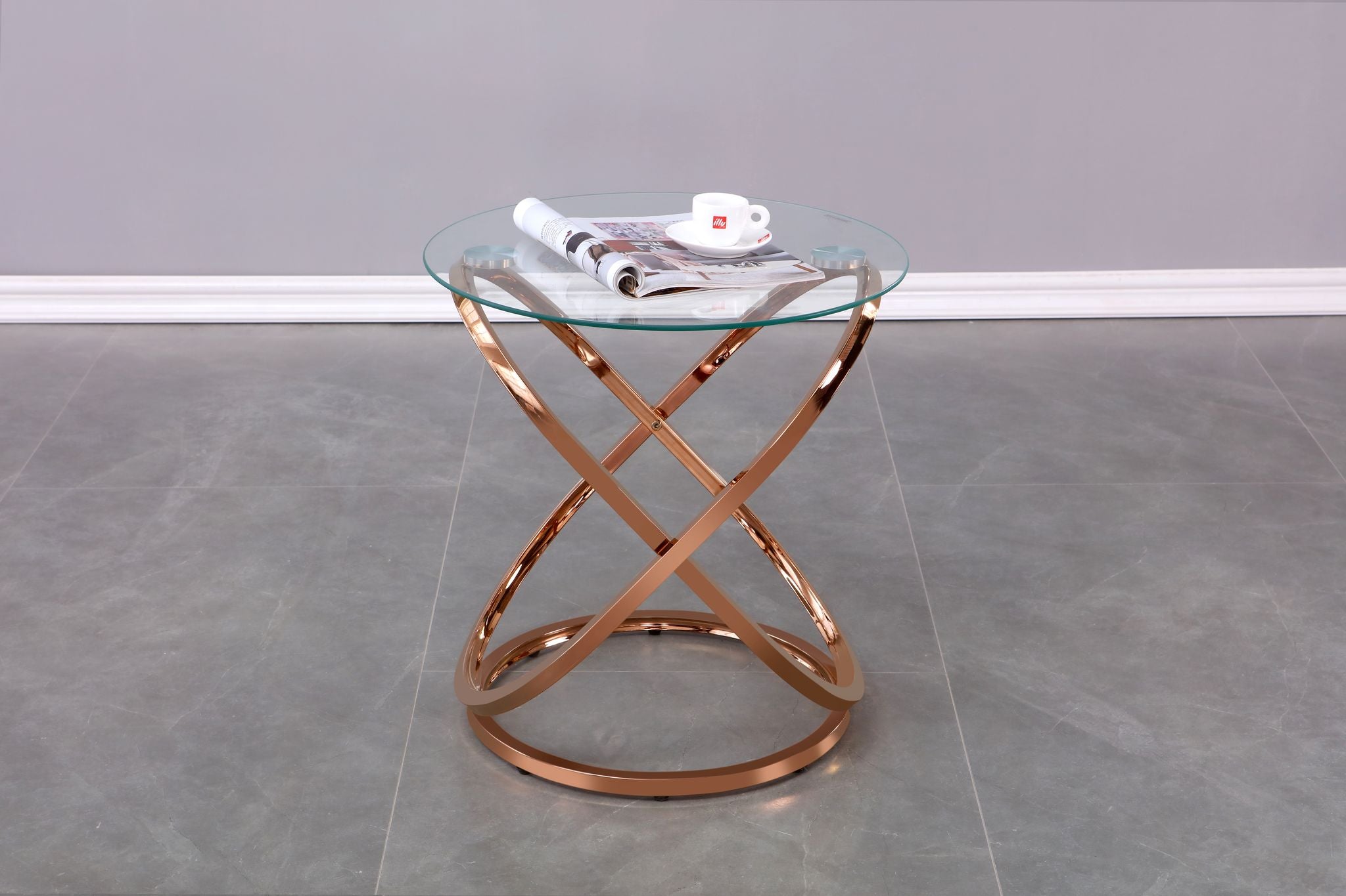Modern Rose Gold Accent Table - Stylish Side Table for Living Room, Bedroom & Office Decor - Perfect for Coffee, Books & Display