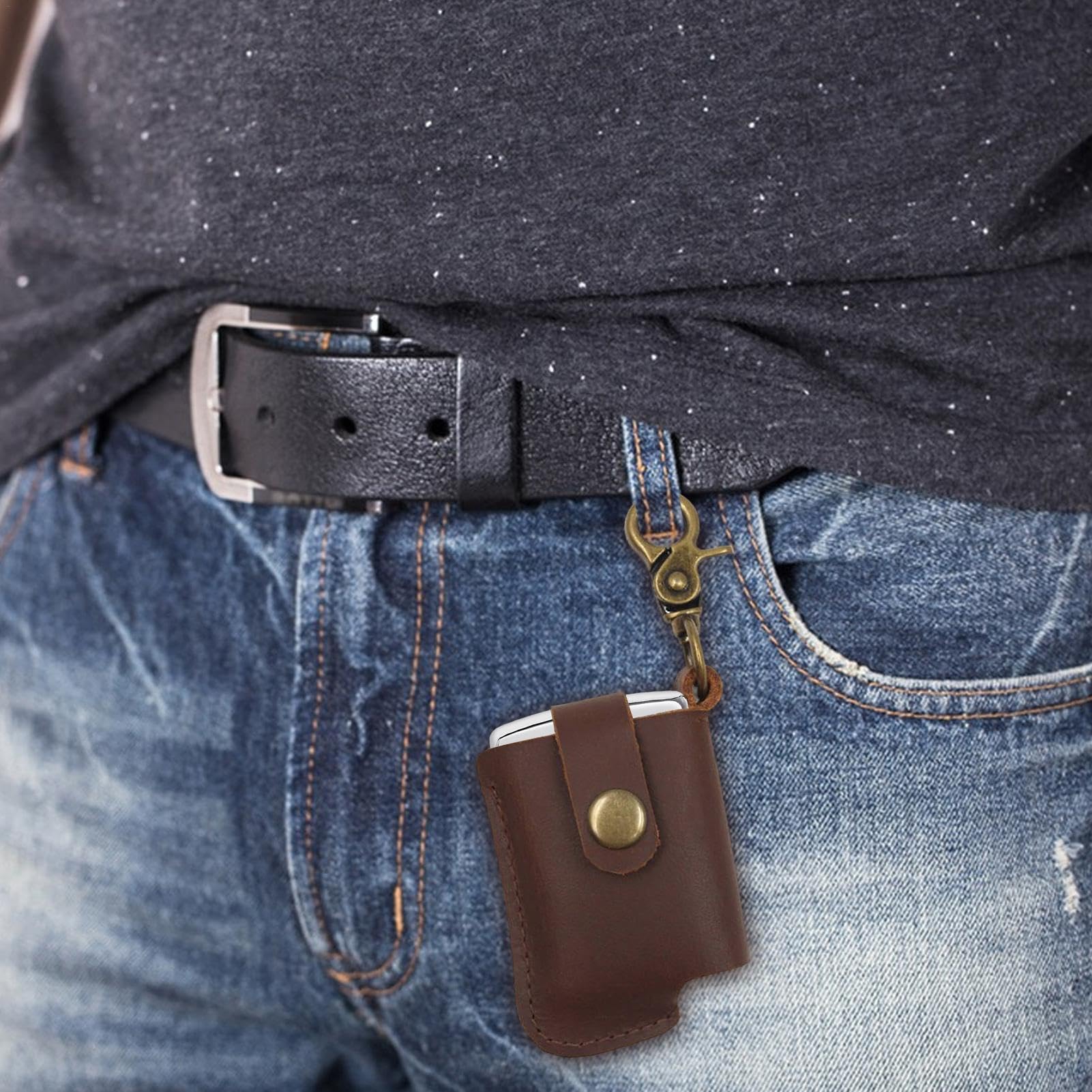 Premium Leather Igniter Case - Durable Key Storage Pouch for Men | Handmade Belt Keychain Holder for Lighters & Essentials | Perfect for Outdoor Camping, Hiking & Daily Carry