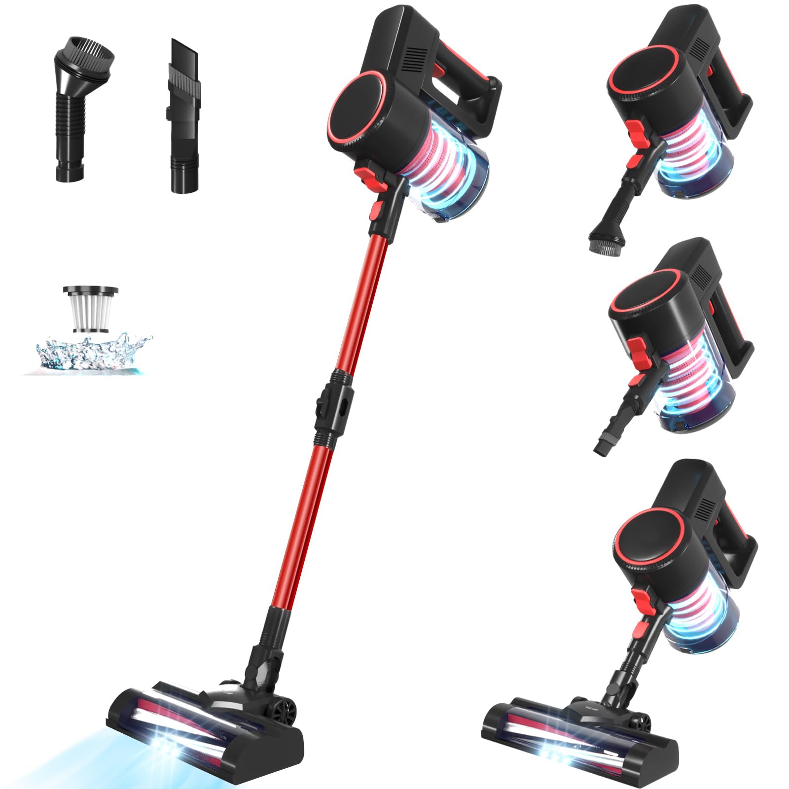 Powerful Cordless Stick Vacuum Cleaner with 2000mAh Battery - 40Min Runtime, 4-in-1 Lightweight Handheld Vacuum for Hardwood Floors, Carpets & Pet Hair - Perfect for Home Cleaning, Quick Pickup & Pet Owners