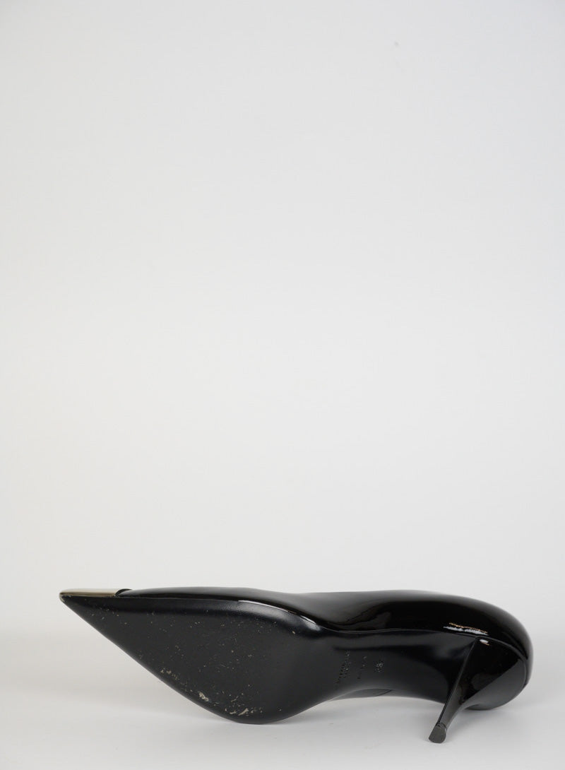 Saint Laurent Black Vernis Décolléte Heels Size 38.5 - Elegant High Heels for Women, Perfect for Evening Parties & Formal Events