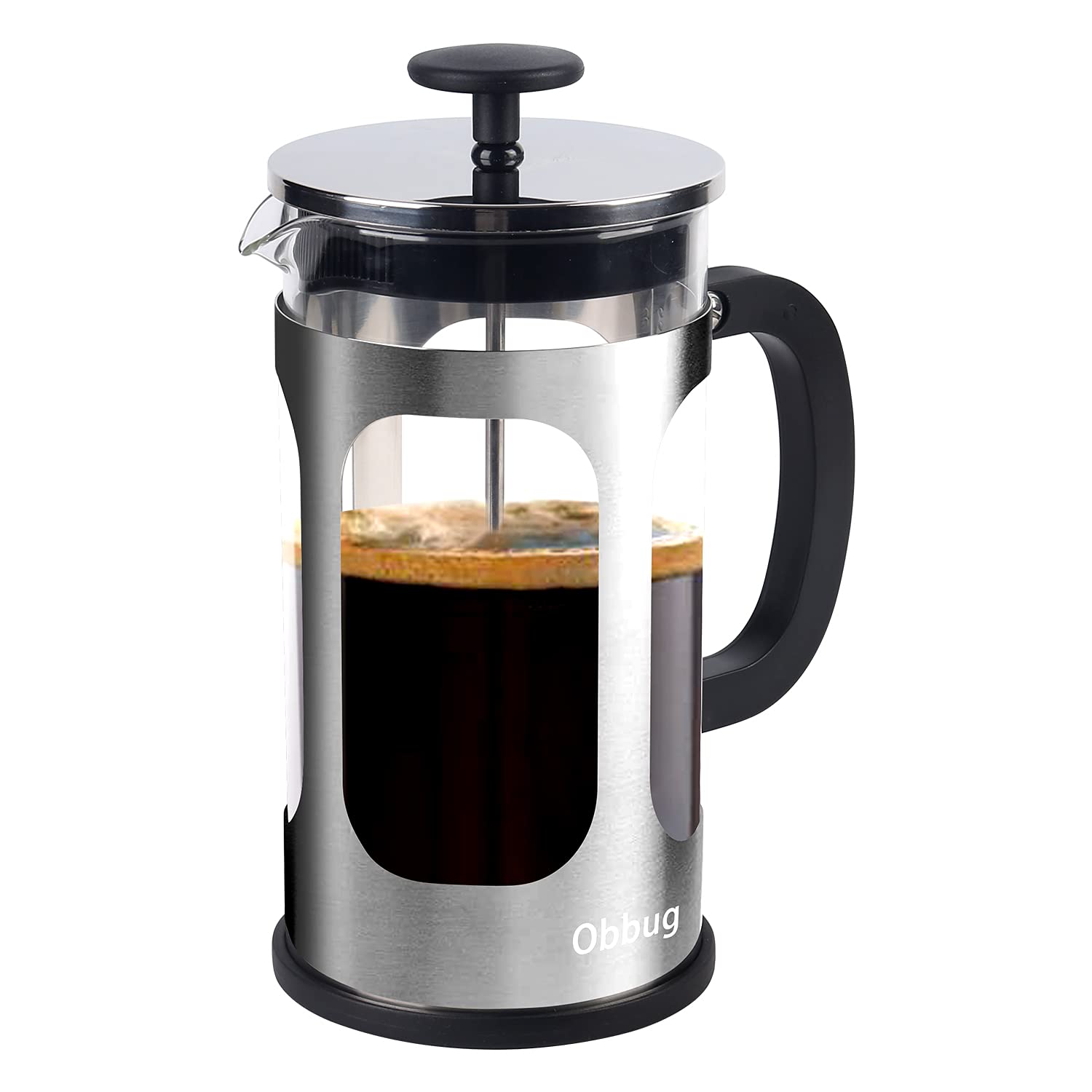 Premium 304 Stainless Steel French Press Coffee Maker with 4 Filter Screens & Thickened Borosilicate Glass - BPA Free Espresso and Tea Maker for Home, Office, Camping - Easy to Clean Coffee Press Pot