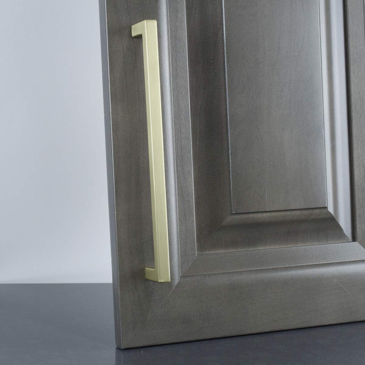 10 Pack Brushed Brass Square Cabinet Pulls - 7 9/16