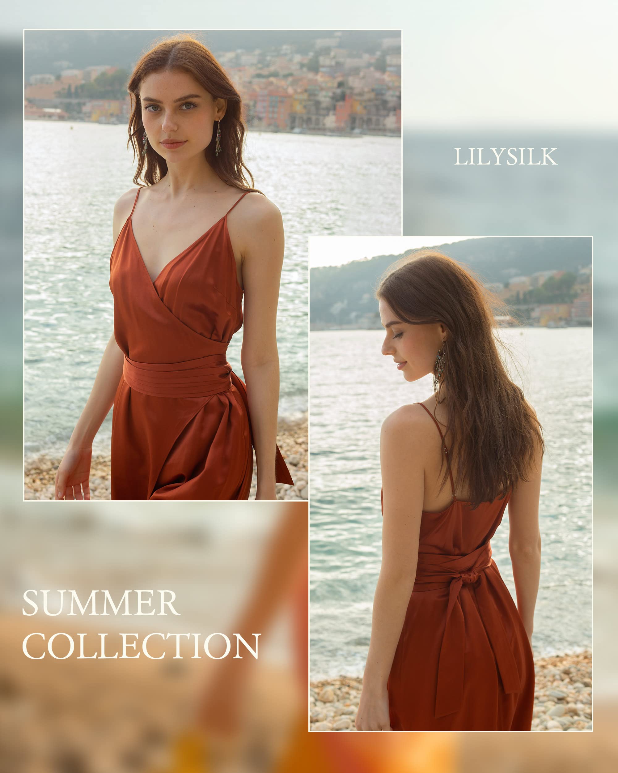 LilySilk 100% Pure Silk Cocktail Dress for Women - 22MM Silk Wrap Elegant Spaghetti Strap Evening Gown | Perfect for Club, Wedding, Party & Special Occasions