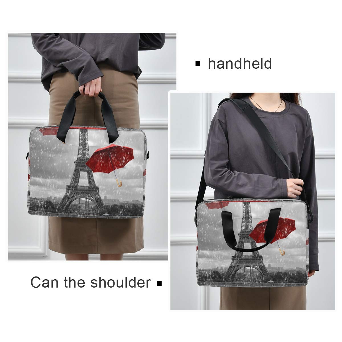Paris Eiffel Tower Themed Laptop Bag for 13 14 15.6 Inch MacBook & Tablet - Waterproof Shoulder Briefcase with Padded Sleeve - Perfect for Work, Travel & Business Meetings