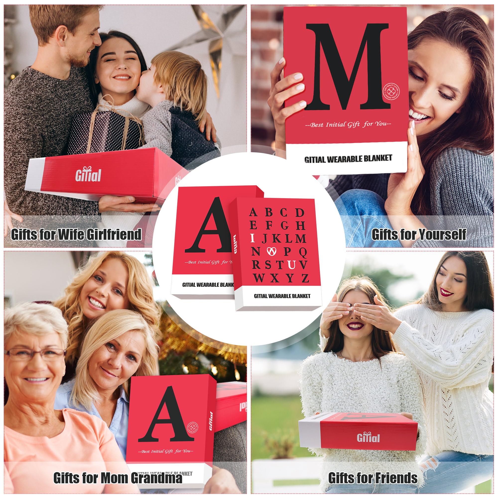 Personalized Monogrammed Wearable Blanket Hoodie - Custom Initial A-Z, Soft Fleece Sweatshirt Blanket for Women, Girlfriend, Mom & Wife - Perfect for Cozy Nights, Movie Marathons & Birthday Gifts