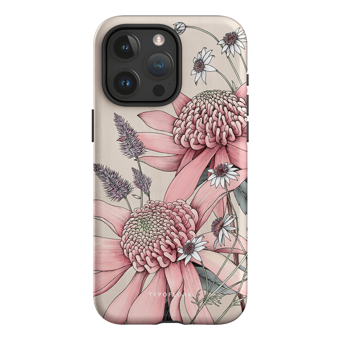 Pink Waratah Flower iPhone Case - Shockproof & Slim Protective Cover for iPhone 12/13/14/15 Pro Max - Perfect for Outdoor Adventures, Travel & Daily Use